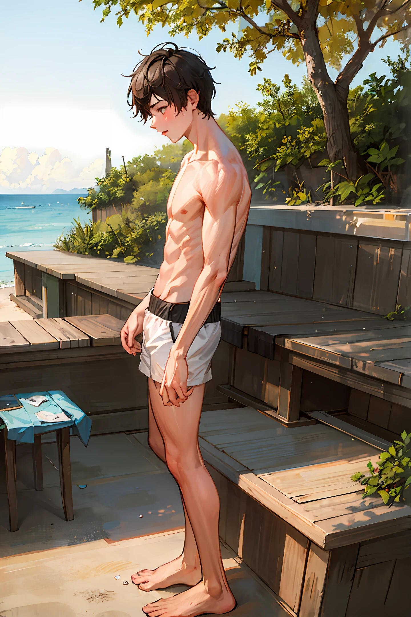 There are handsome guys and beauties walking in the sunset