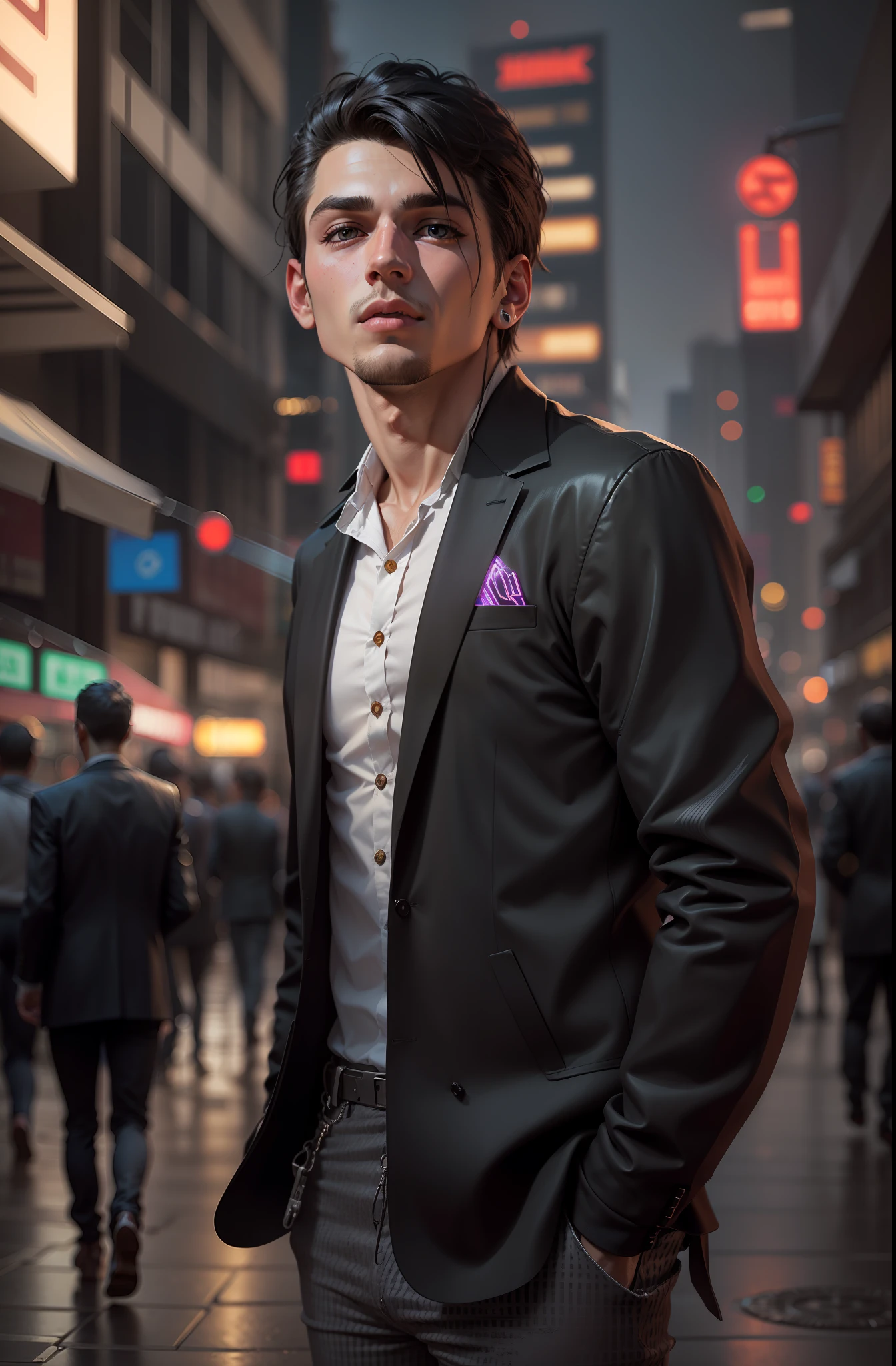 Change background cyberpunk handsome boy, realistic face,8k, ultra realistic