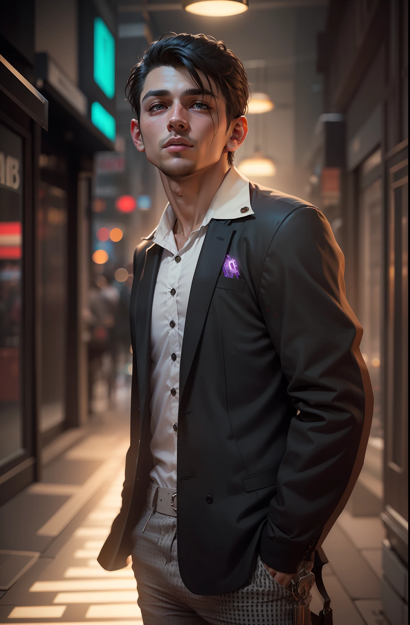 Change background cyberpunk handsome boy, realistic face,8k, ultra realistic