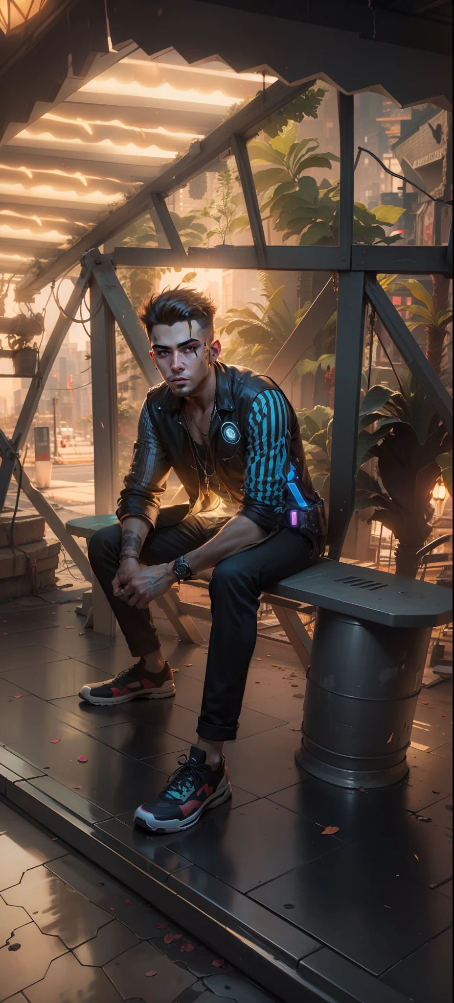 Change background cyberpunk handsome boy, real face, 8k ultra realistic,