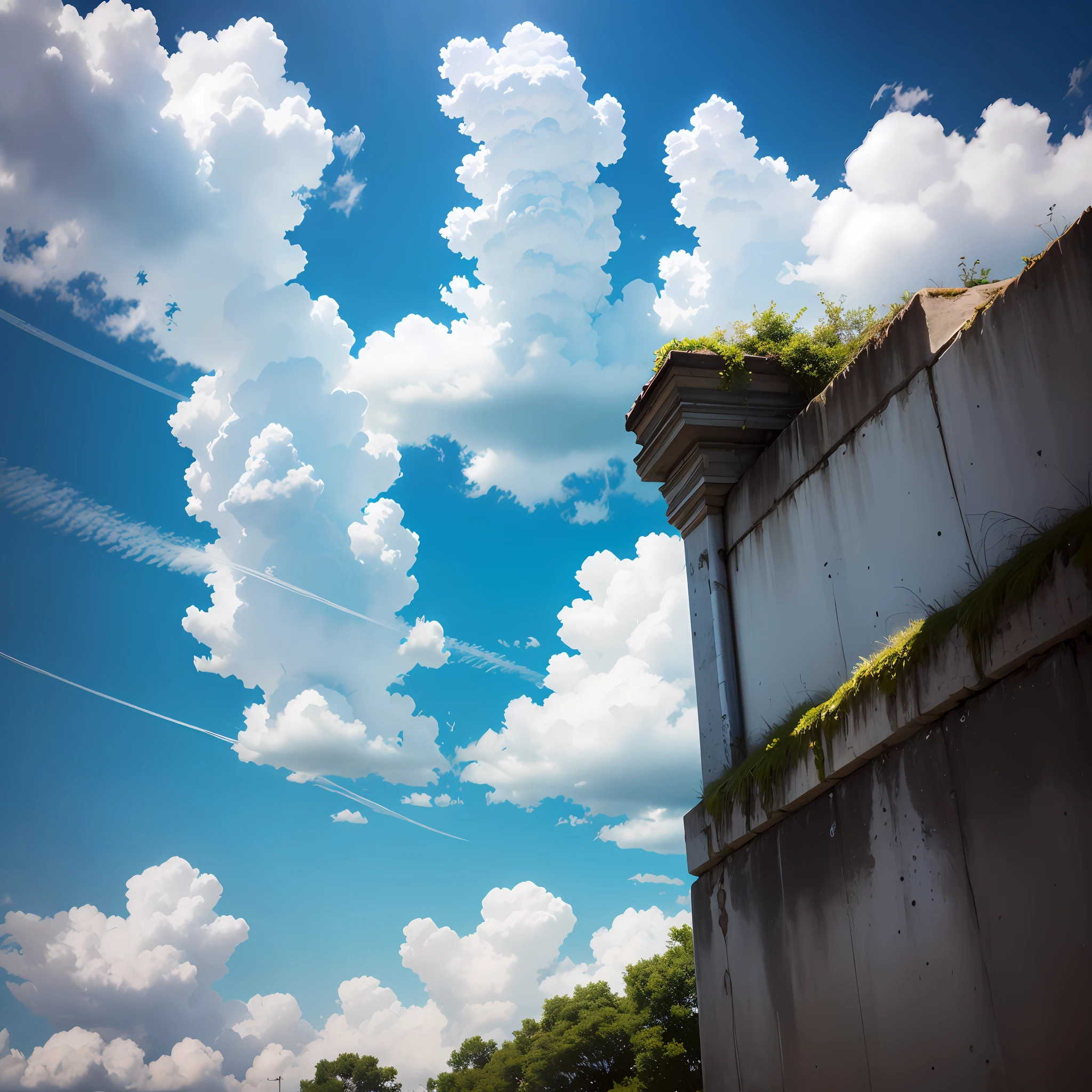 with a blue sky and white clouds above it --auto