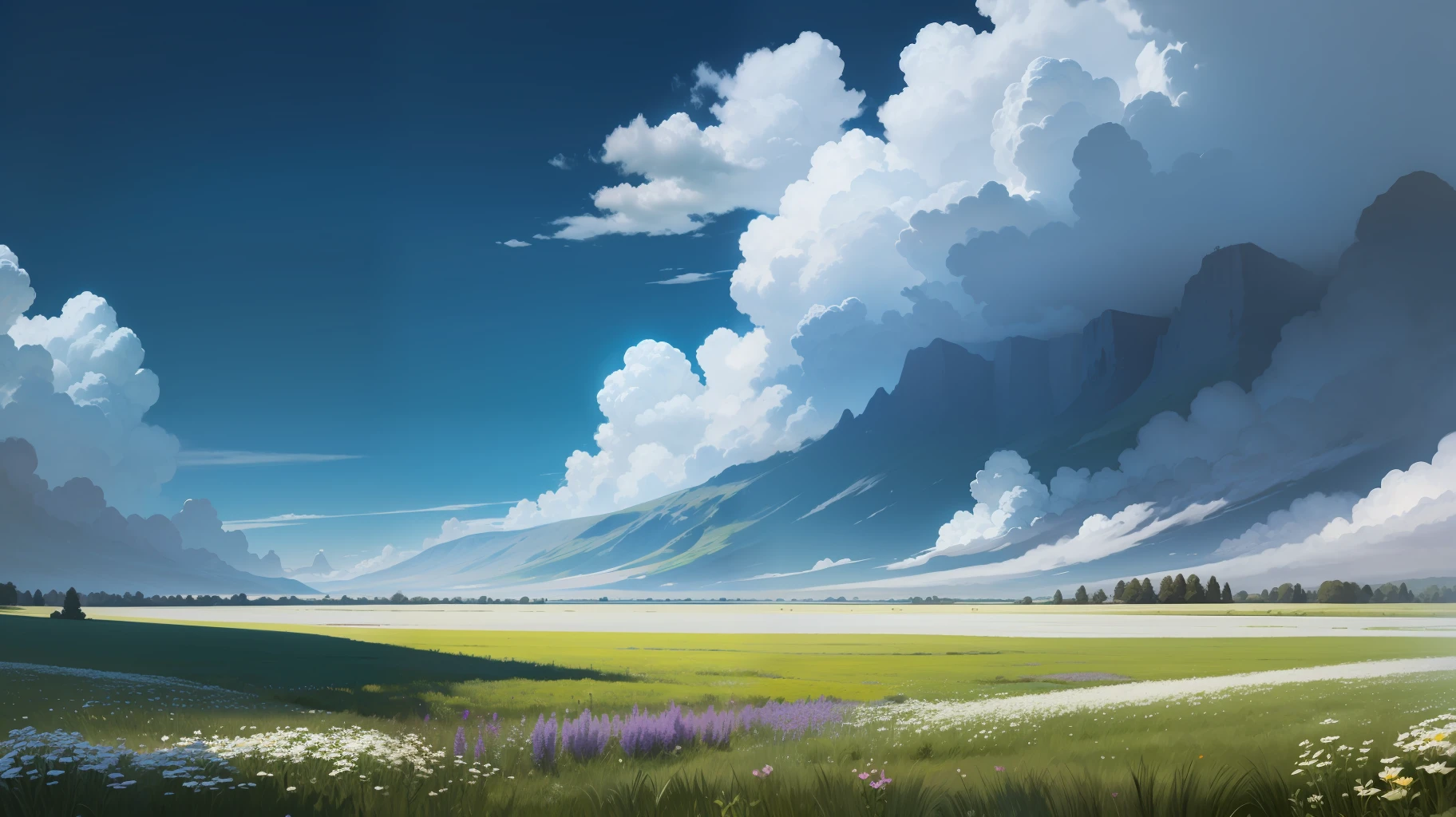 Blue sky and white clouds Meadow