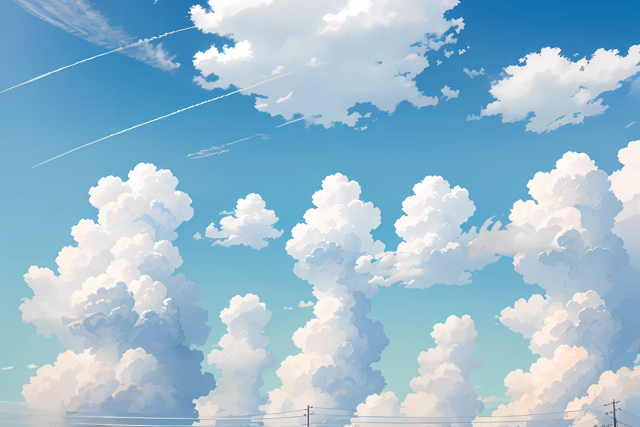 with a blue sky and white clouds above it