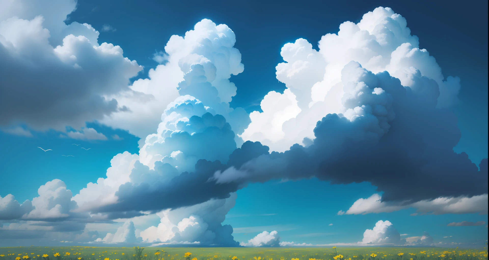 a blue sky,Meadows under white clouds