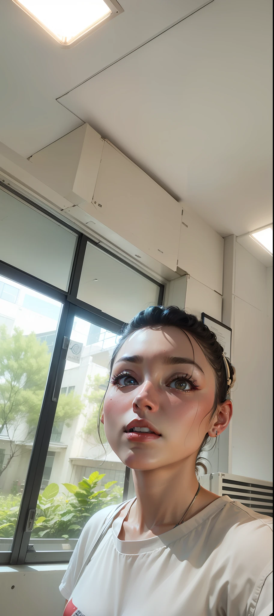 ((masterpiece, best quality)),illustration,ultra detailed 8k,photorealistic,sharp focus,highly detailed,professional lighting,colorful details,iridescent colors BREAK extreme long shot of a factory,large mechanical robot construction,microchip,computer,glowing,intricate details,shitu-mecha,1girl is standing in front of the audience,Navel