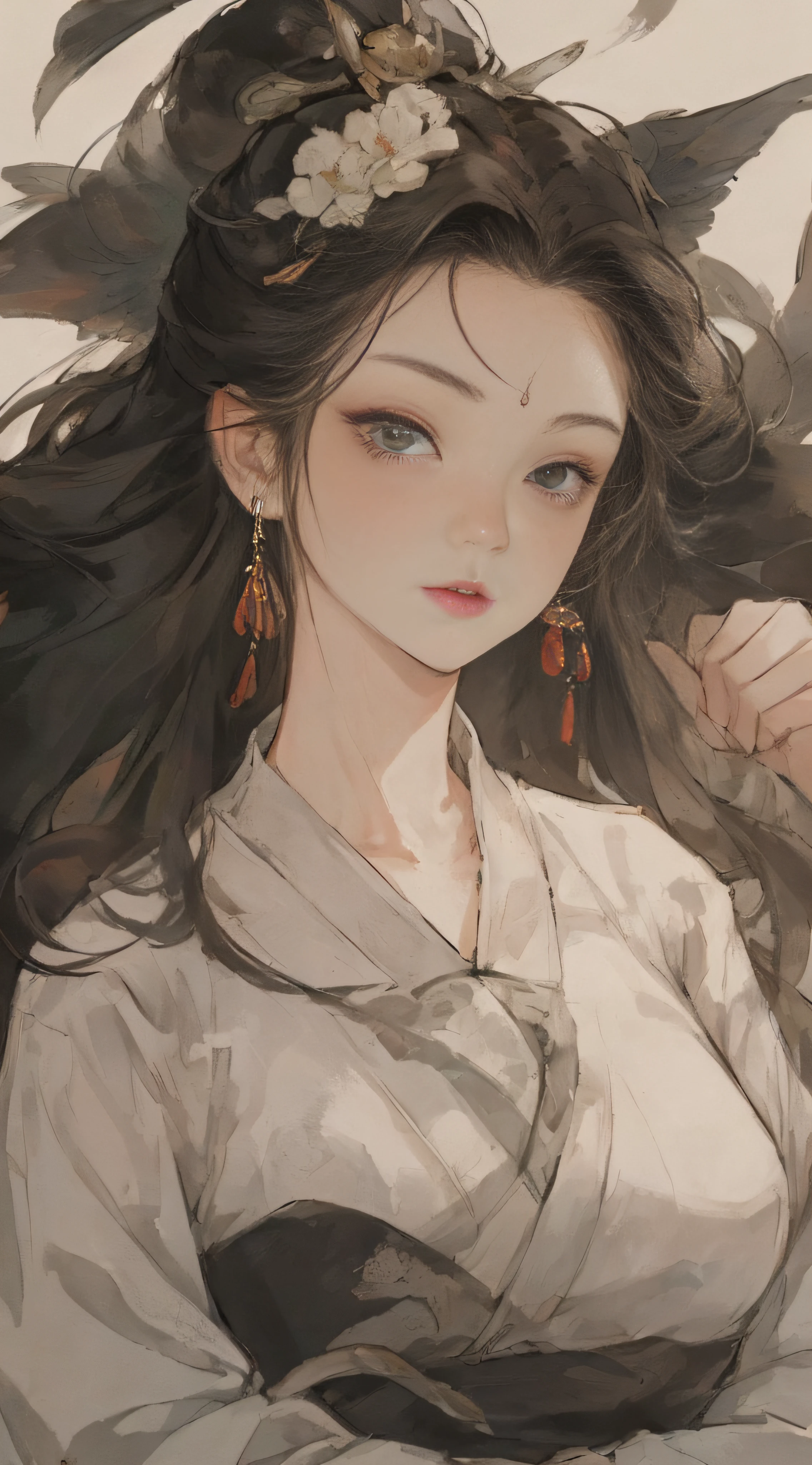 Official Art, Unified 8k Wallpapers, ((Hyperrealism) (Surrealism)), (3D), Ultra Detailed, Beautiful and Aesthetic, Masterpiece, Best Quality, (Zentangle, Tangle, Entangle), (Fractal Art: 0.5), (Full Body Character Design, Full Body: 0.3), 2girl, Detailed Eyes, (Delicate Skin, Diffused Skin Pores) (Long White Hair), No Shoulder Straps, Girl in Mecha Network Armor, Beautiful White Girl Cyborg, Weapon in hand, Chinese style, wide vision, black and white, martial arts, Chinese cyberpunk architecture, movie lighting, full body character design, full body: 0.3), China, (dream: 1), (silk: 1), sky with Chinese dragon, Chinese phoenix, (smile: 1.5), (Chinese deity),