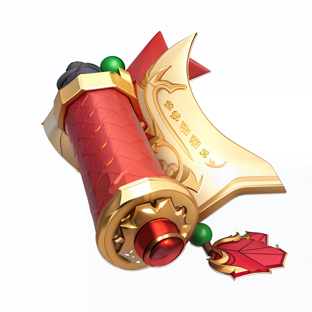 There is a red and gold umbrella,There is a green ball on it, rpg item render, 3 d icon for mobile game, old scroll, Onmyoji detailed art, scrolls, discarded scrolls, game assets, hearthstone weapon art, game icon asset, warcraft blizzard weapon art, item art, rpg game item, onmyoji, fantasy game spell icon