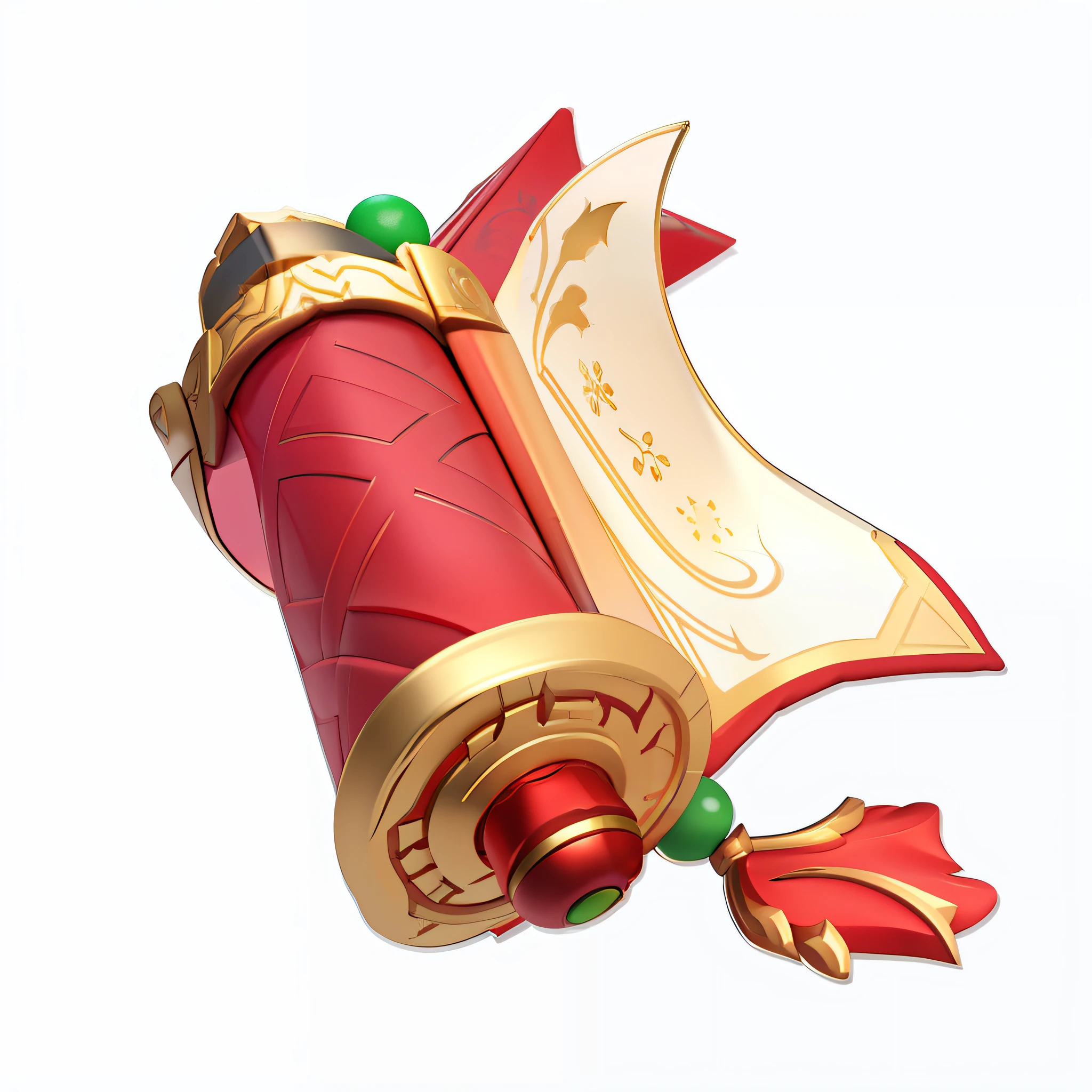 There is a red and gold umbrella,There is a green ball on it, rpg item render, 3 d icon for mobile game, old scroll, Onmyoji detailed art, scrolls, discarded scrolls, game assets, hearthstone weapon art, game icon asset, warcraft blizzard weapon art, item art, rpg game item, onmyoji, fantasy game spell icon