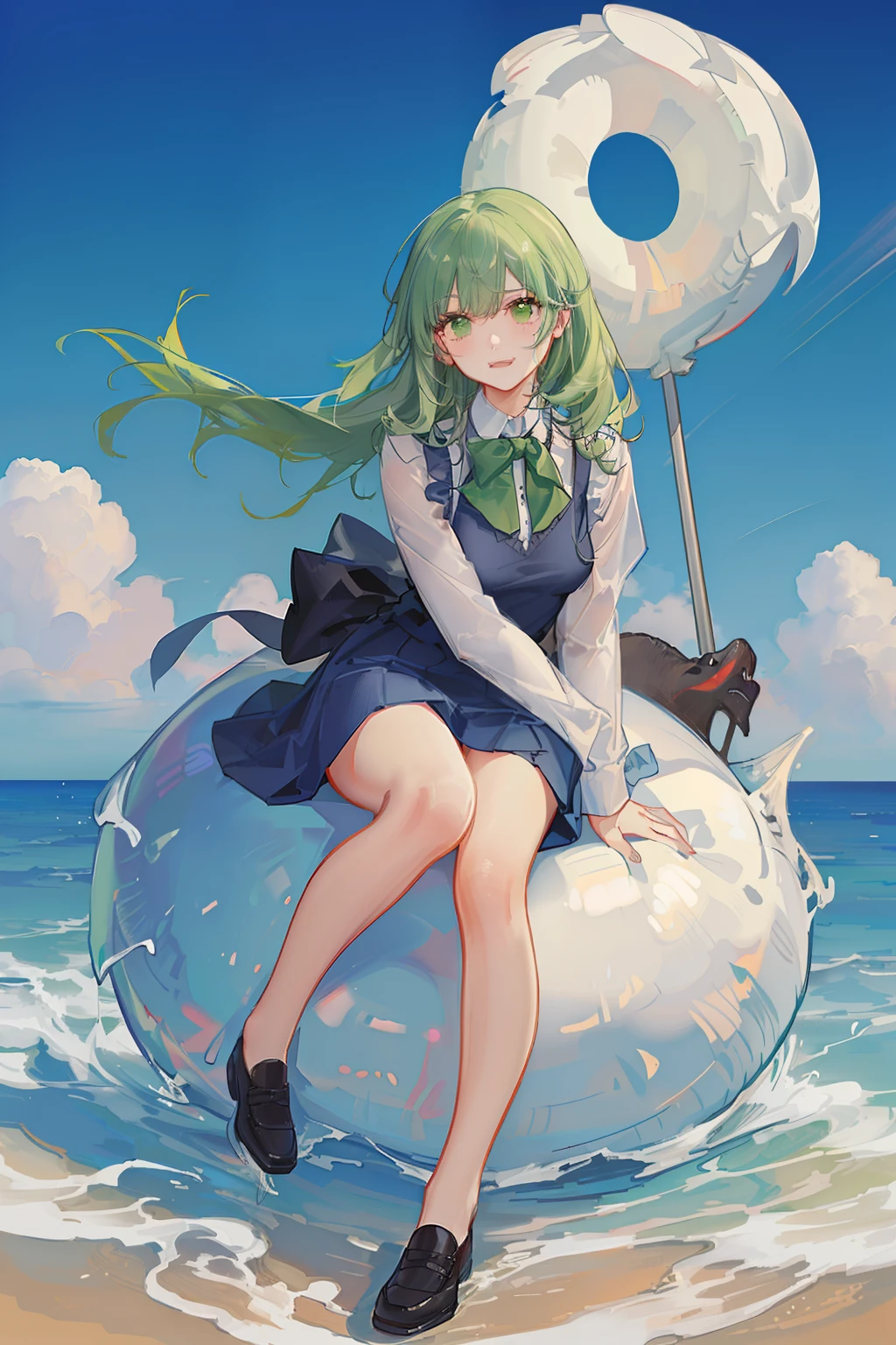 A green cartoon dinosaur。