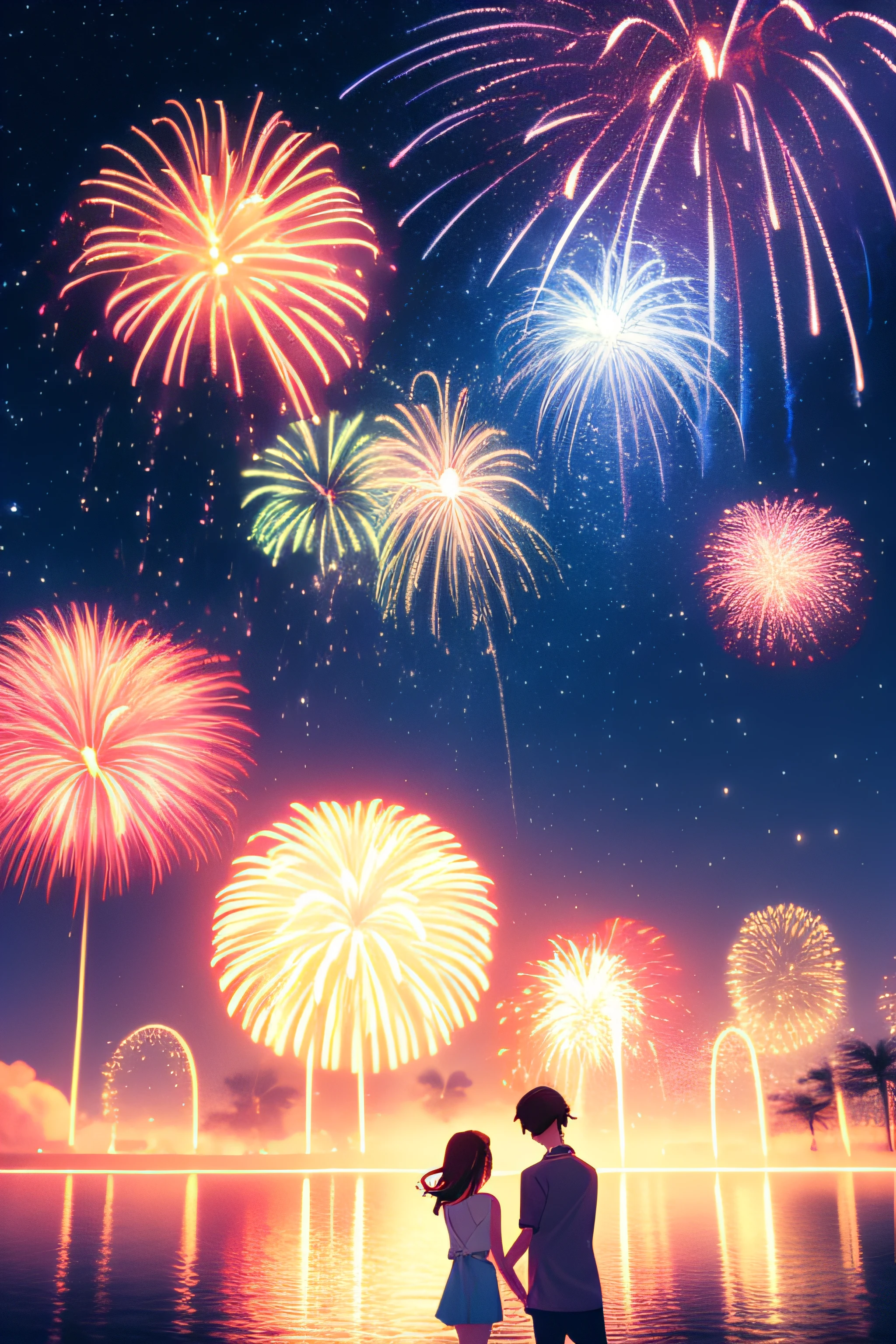 Beautiful night sky、Milky Way Galaxy、firework、Fantastical、love、lover、joy、glad