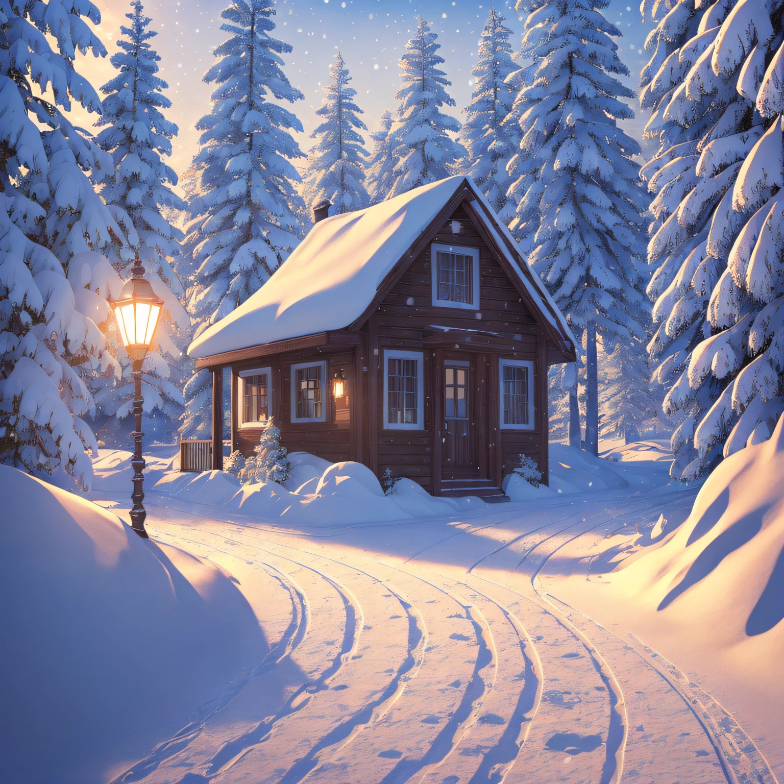 A spruce tree in a winter landscape, t-shirt design, rzminjourney, vector art --auto