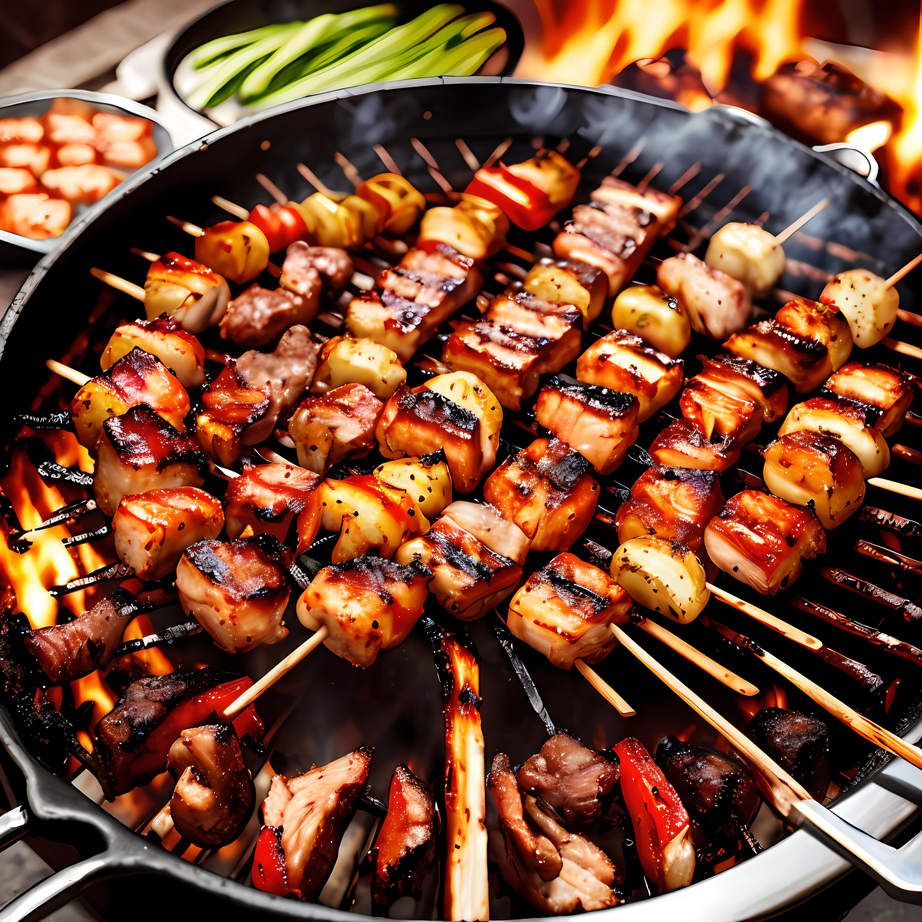 Skewer BBQ realistic,highdetailed,Complex,Clear focus,8 --auto