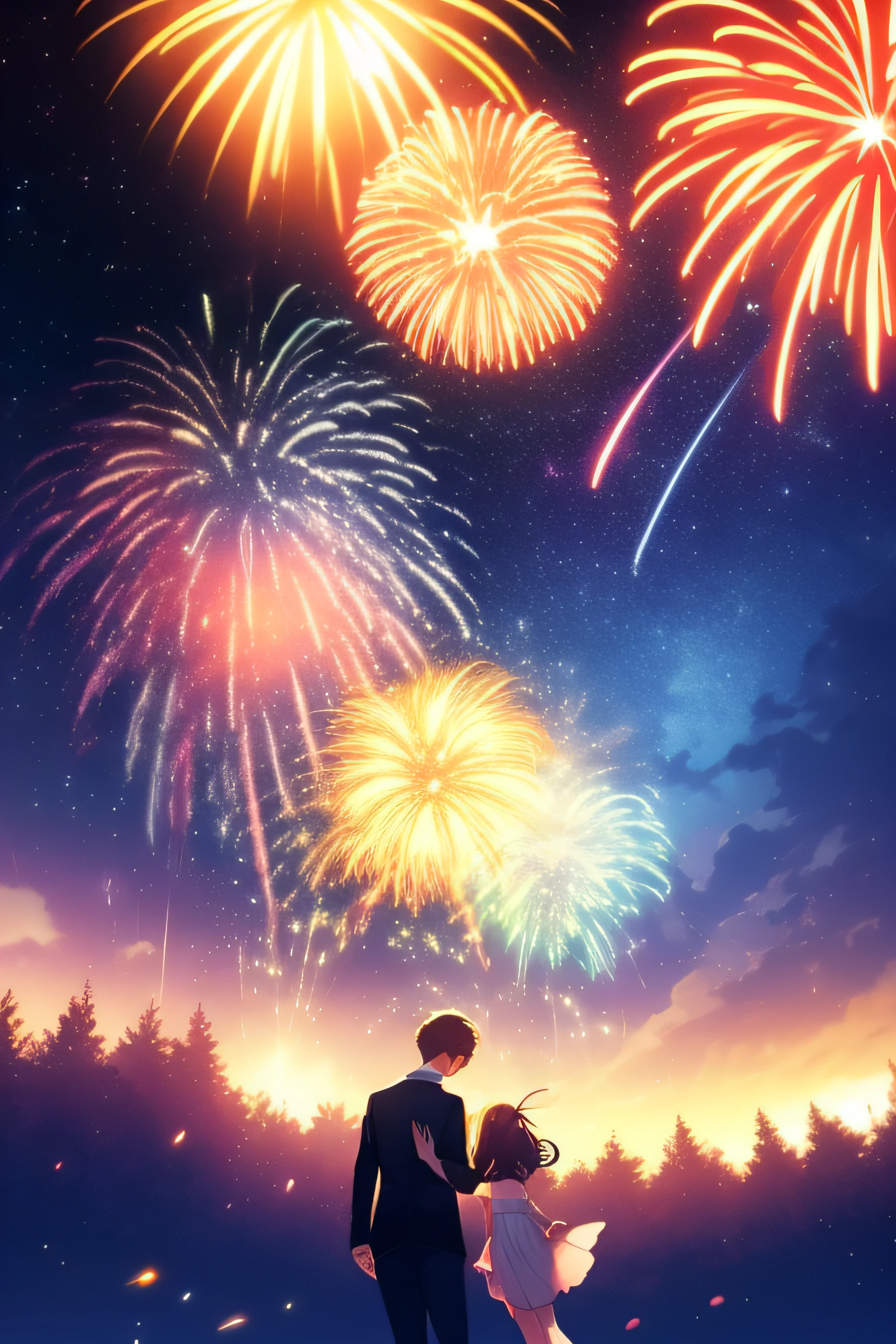 Beautiful night sky、Milky Way Galaxy、firework、Fantastical、love、lover、joy、glad