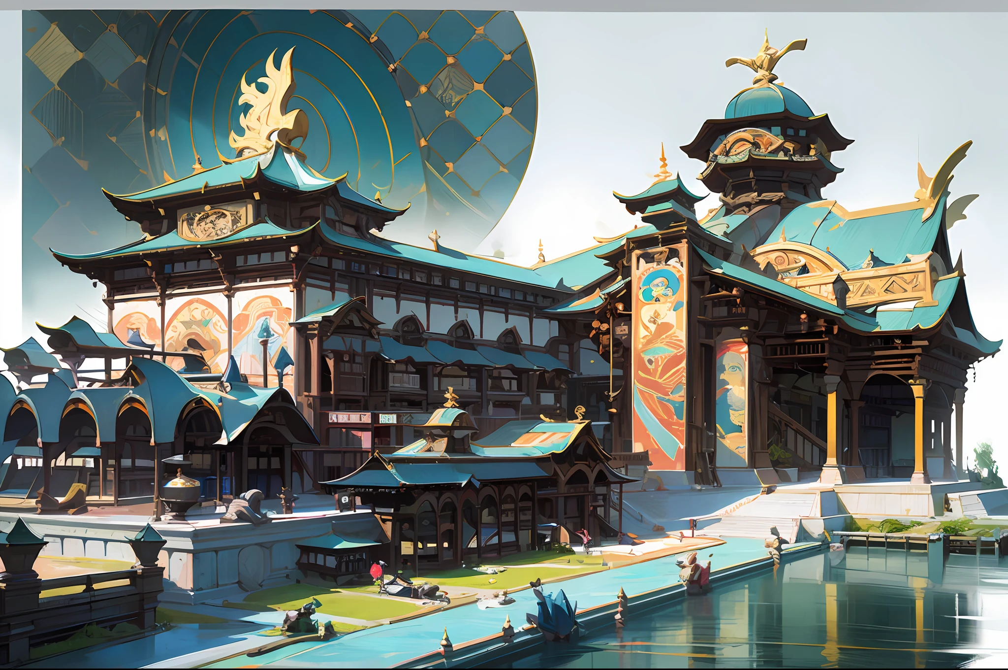 Game Academy，game icons，Ethno-style architecture，Structurally sound、high-definition details，game icons，perfect works，（The Masterpiece，Top best Quality，best qulity，officlal art，Beauty and aesthetics：1.2），（8K，best qulity，The Masterpiece：1.2）
