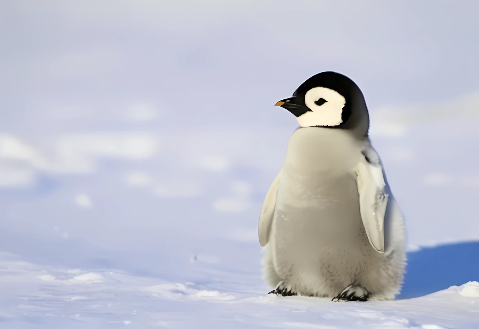 there is a small penguin standing in the snow on the ground, pinguin, pinguin, anthropomorphic penguin, fat penguin, pinguin, , pinguin, cute single animal, cute animal, the cutest creature in the world, the cutest creature in the world, blue penguin, looking cute, just a cute little thing