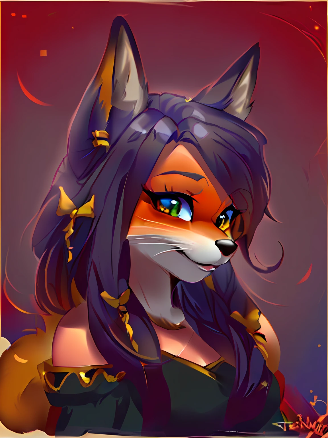 a drawing of a girl with long hair and a cat ears, fursona art, very very beautiful furry art, anthro art, furry art!!!, portrait of an anthro fox, female fursona, anthro portrait, furry character portrait, fursona furry art commission, fursona commission, professional furry drawing, furry art, gorgeous werefox fursona