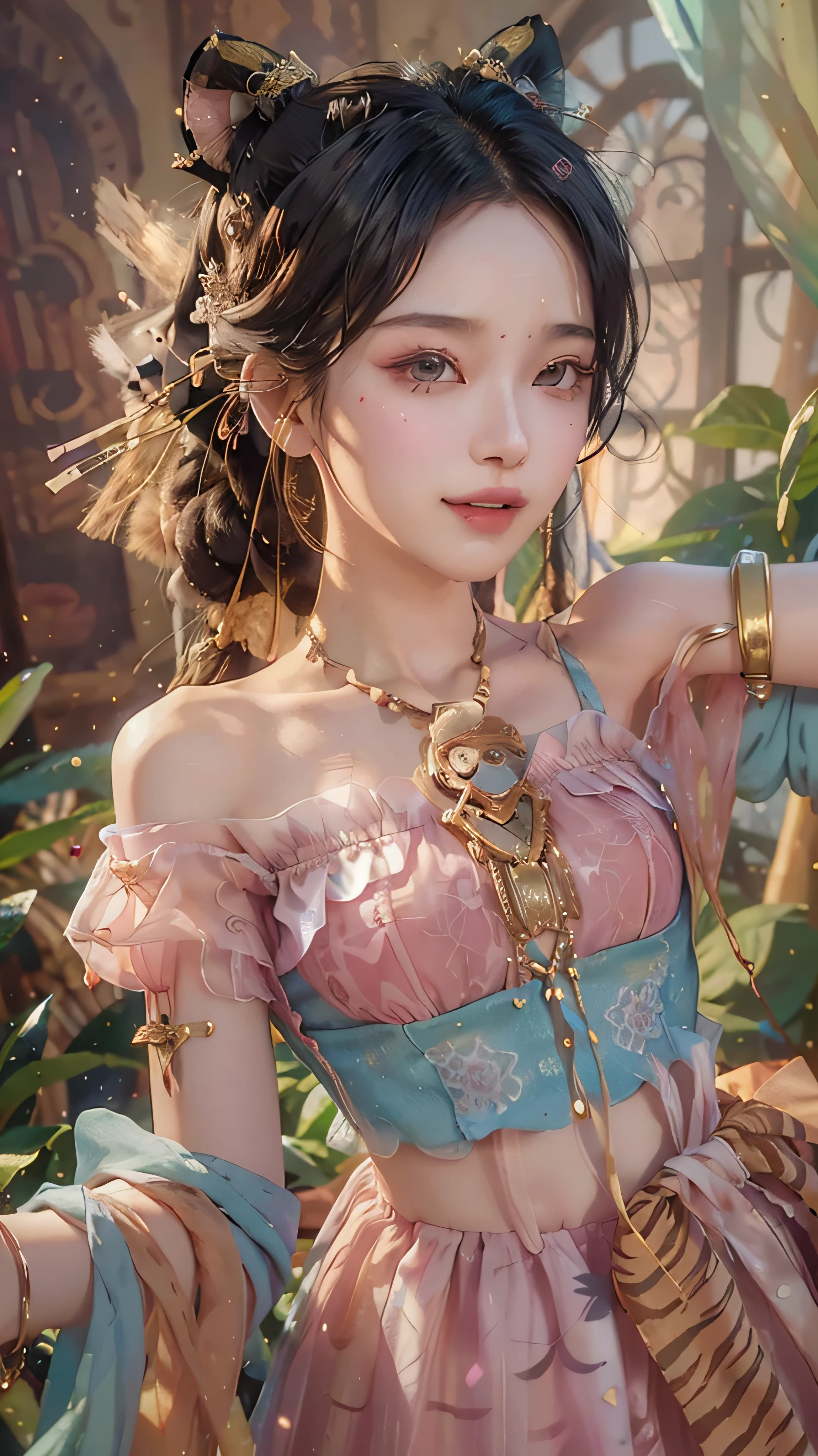 (from above) (free angle) (random action) best quality, masterpiece, realistic photos, intricate details, raw photos, photon rendering, octane rendering, ultra-detailed, detailed face, detailed skin, trends on artstation, 8k masterpiece, movie lighting, flower of death, flower of ecstasy, blue eyes, long black hair, wearing light yellow, shiny, long sleeves, open chest, long skirt swimsuit, pink, white, and yellow, heart pose above, in front of the beach and bright blue sky, Around the cloud,