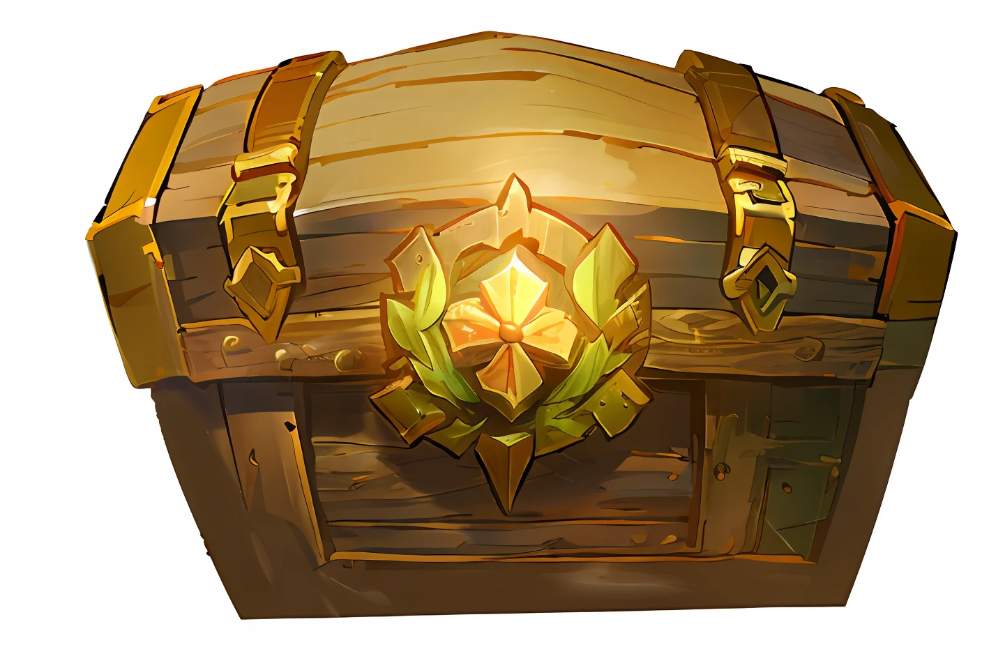 A wooden treasure chest,Nice looking decoration,Strong sense of design,Enhance the depiction of wood texture