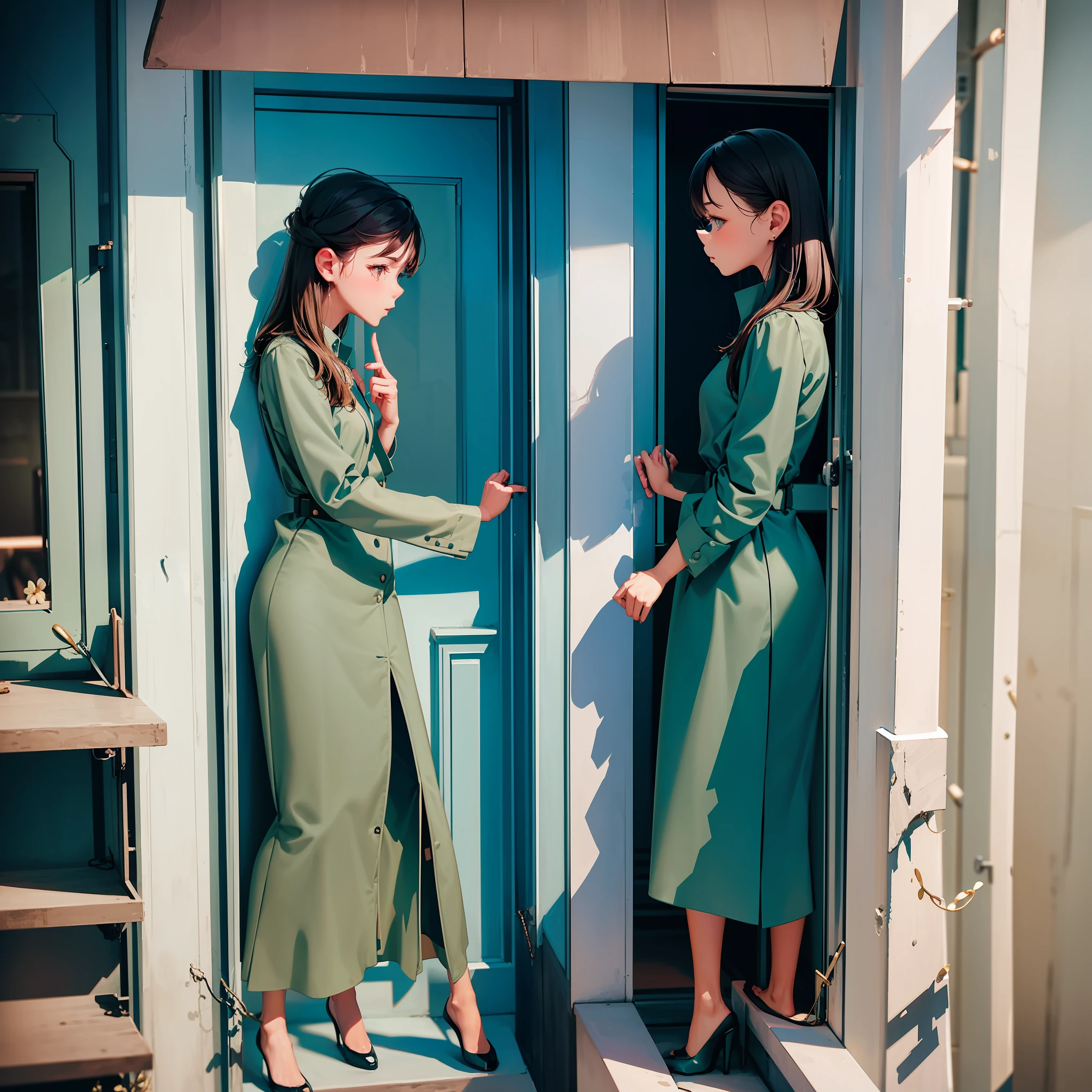 girl gazing into a full length mirror