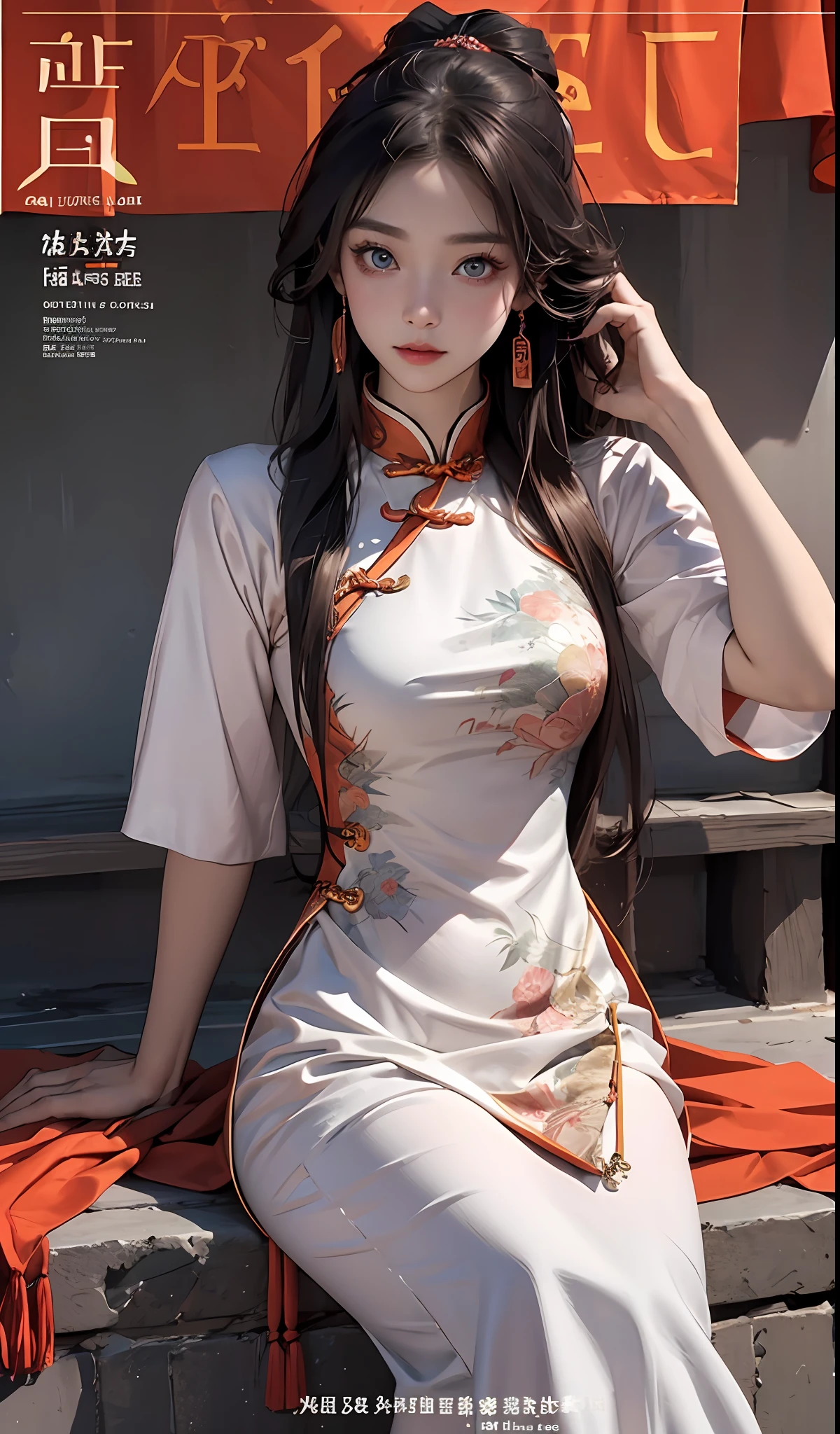 best quality, master, highres, wuxia 1girl, China dress, super beautiful face, super beautiful eye, super beautiful hair Super beautiful face, super beautiful eyes, super beautiful hair, super beautiful hair, magazine cover