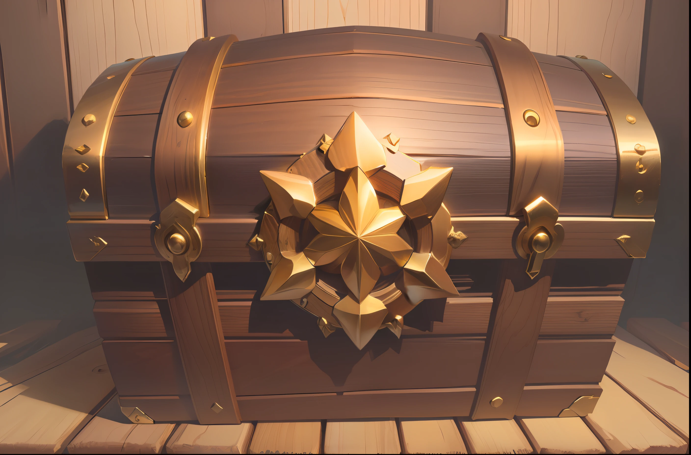 A wooden treasure chest，The chest has a clear wood texture，Chests have gold materials that contain dead objects --auto