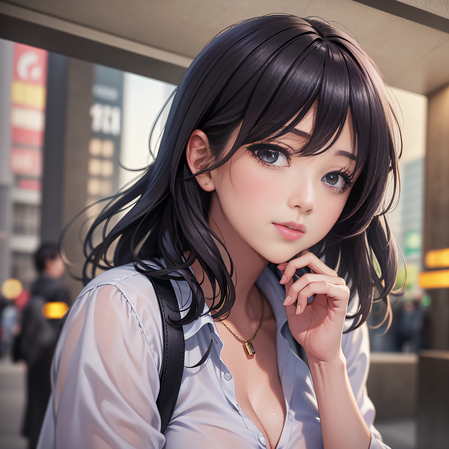 The girls1people、独奏、White polo shirt、White sneakers、Tennis Wear、White mini skirt、A masterpiece、best qualiy、Realstic、hyper detailed、(Glossy skin、be sweaty:1.4)、absurdress、Looking at the camera、short dark hair、Brown eye、Slender、Dynamic lighting、high - resolution、sharpening Focus、Depth-of-field、Detailed eye、Sharp eyes、Realistic eyes --auto