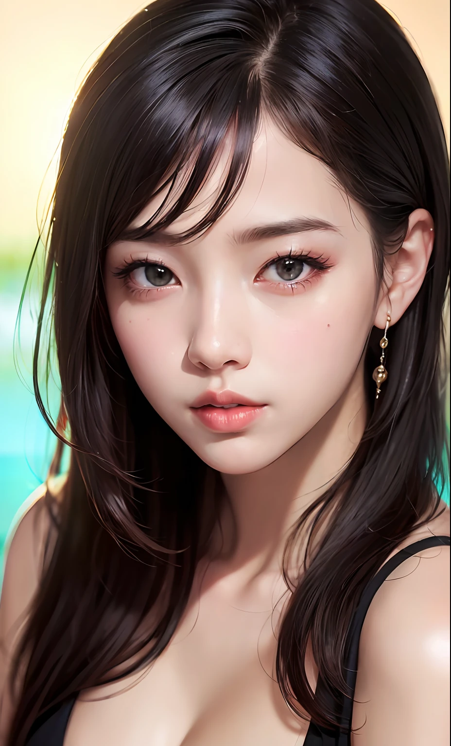 (8k, RAW photo, photorealistic:1.25) ,( lipgloss, eyelashes, gloss-face, glossy skin, best quality, ultra highres, depth of field, chromatic aberration, caustics, Broad lighting, natural shading, Kpop idol) looking at the audience With serenity and goddess-like bliss,