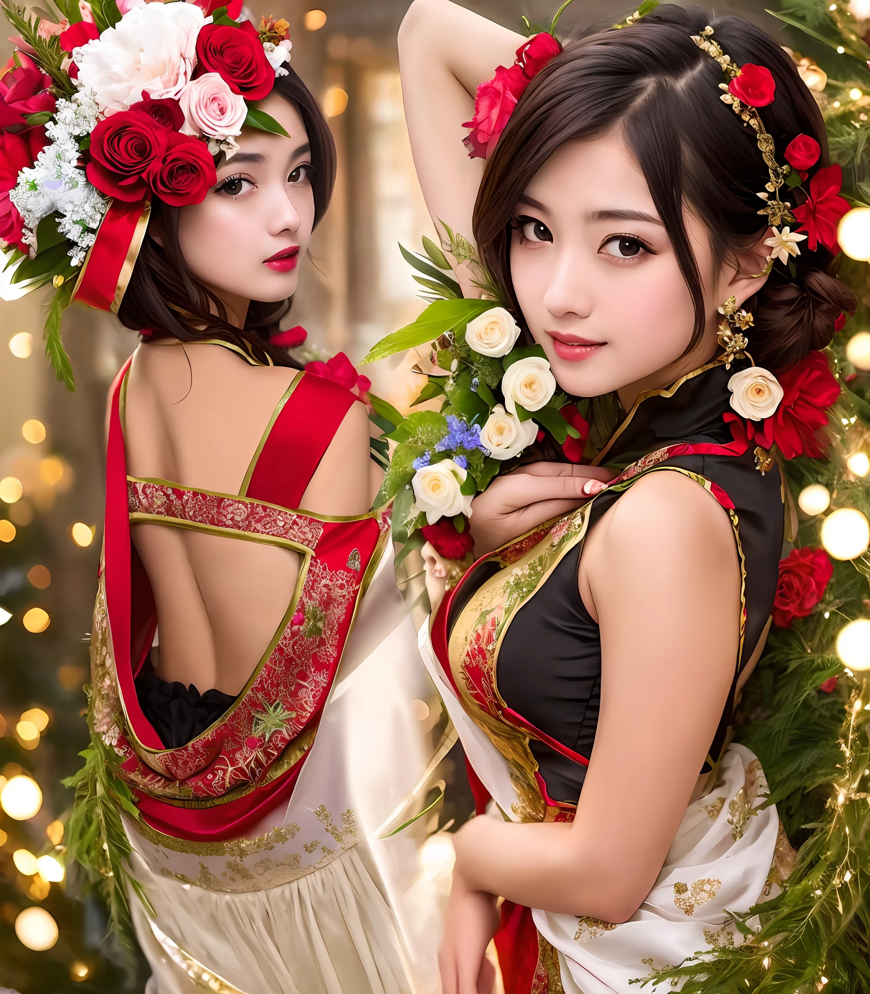 Grand festive flower costume sexy cute beauty