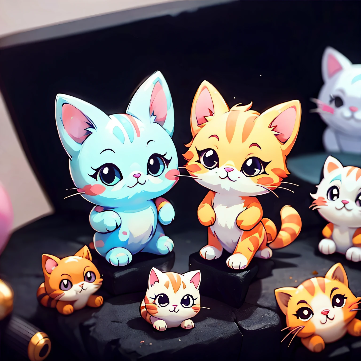 cute cats sticker, anime style,