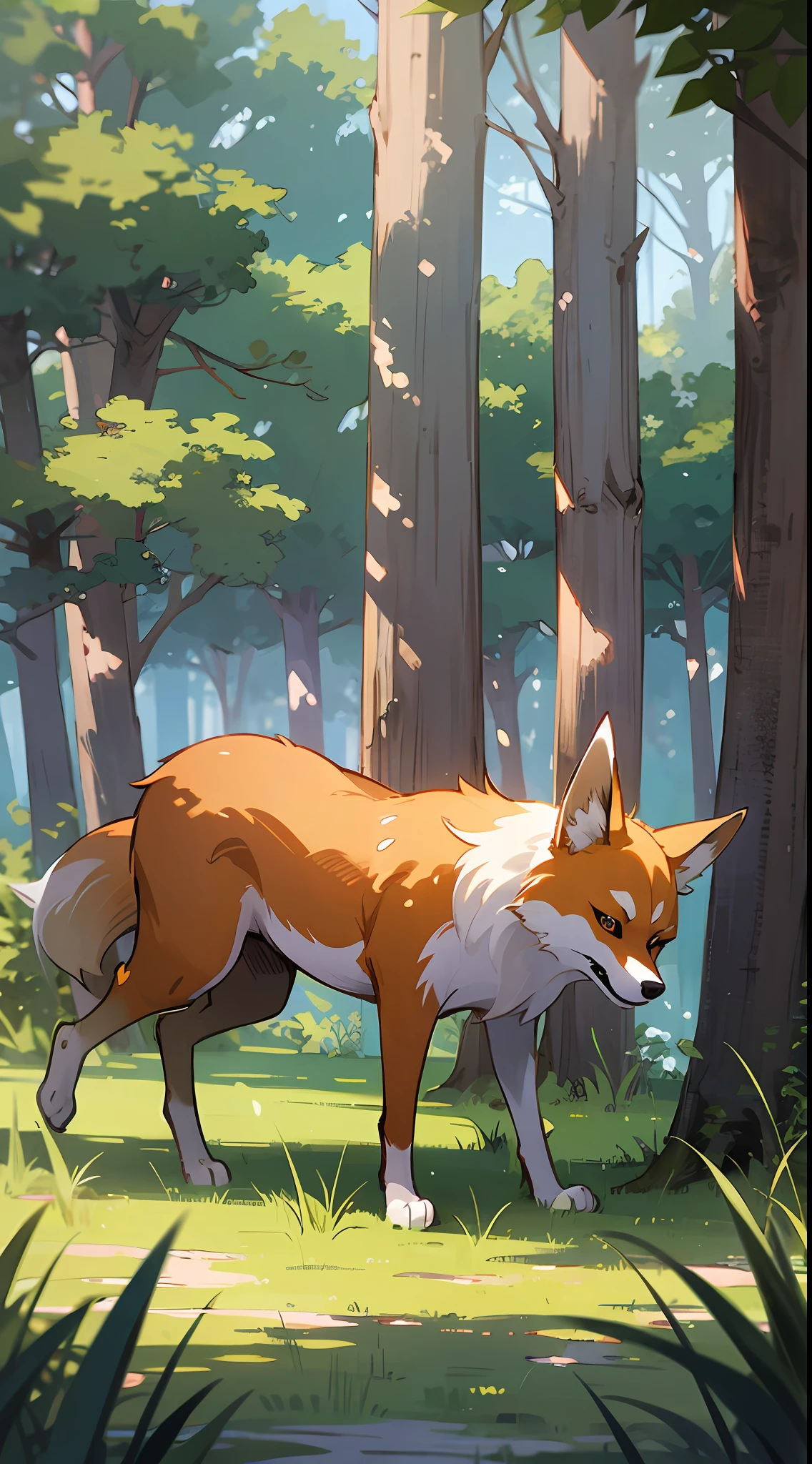 (Masterpiece, High quality, high - resolution)1 fox,Fox ears, shaggy, out door