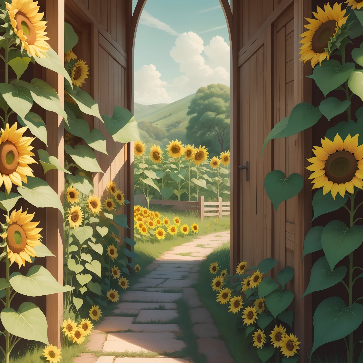 Sunflowers come in different sizes cute illustrations sun farm earth water