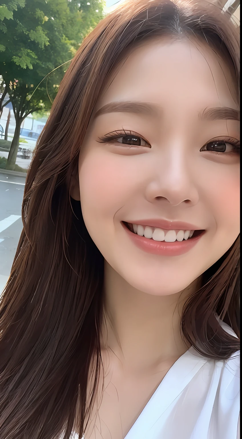 ((Top Quality, 8K, Masterpiece: 1.3)), Sharp Focus: 1.2, Beautiful Women in Perfect Shape: 1.4, Slim Abs: 1.2, (Layered Hairstyles: 1.2)), (Wet White Button Long Shirt: 1.3), Rain: 1.3, Street: 1.2, Wet Body: 1.1, Highly Detailed Face and Skin Texture, Detailed Eyes, Double Eyelids, Big, Smile, Raw Photo