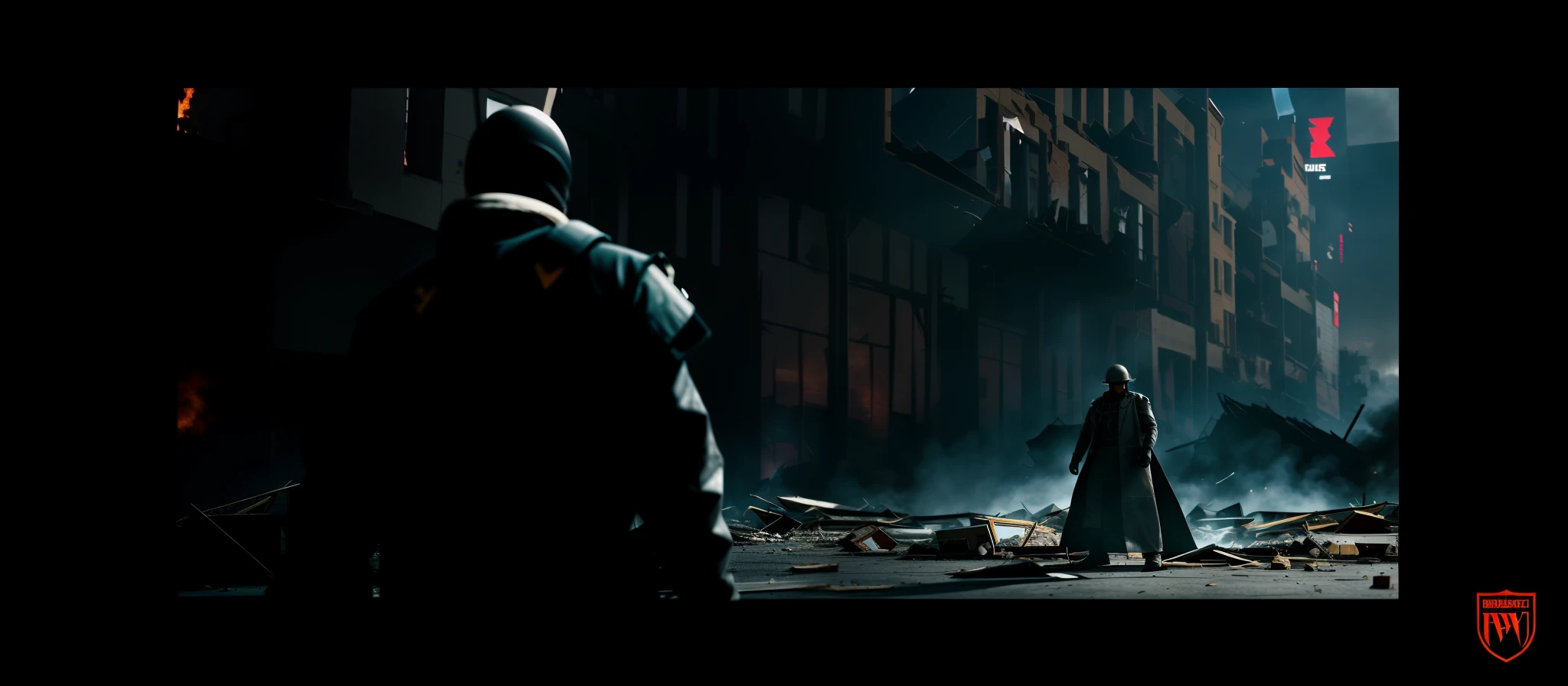Destruction in the background