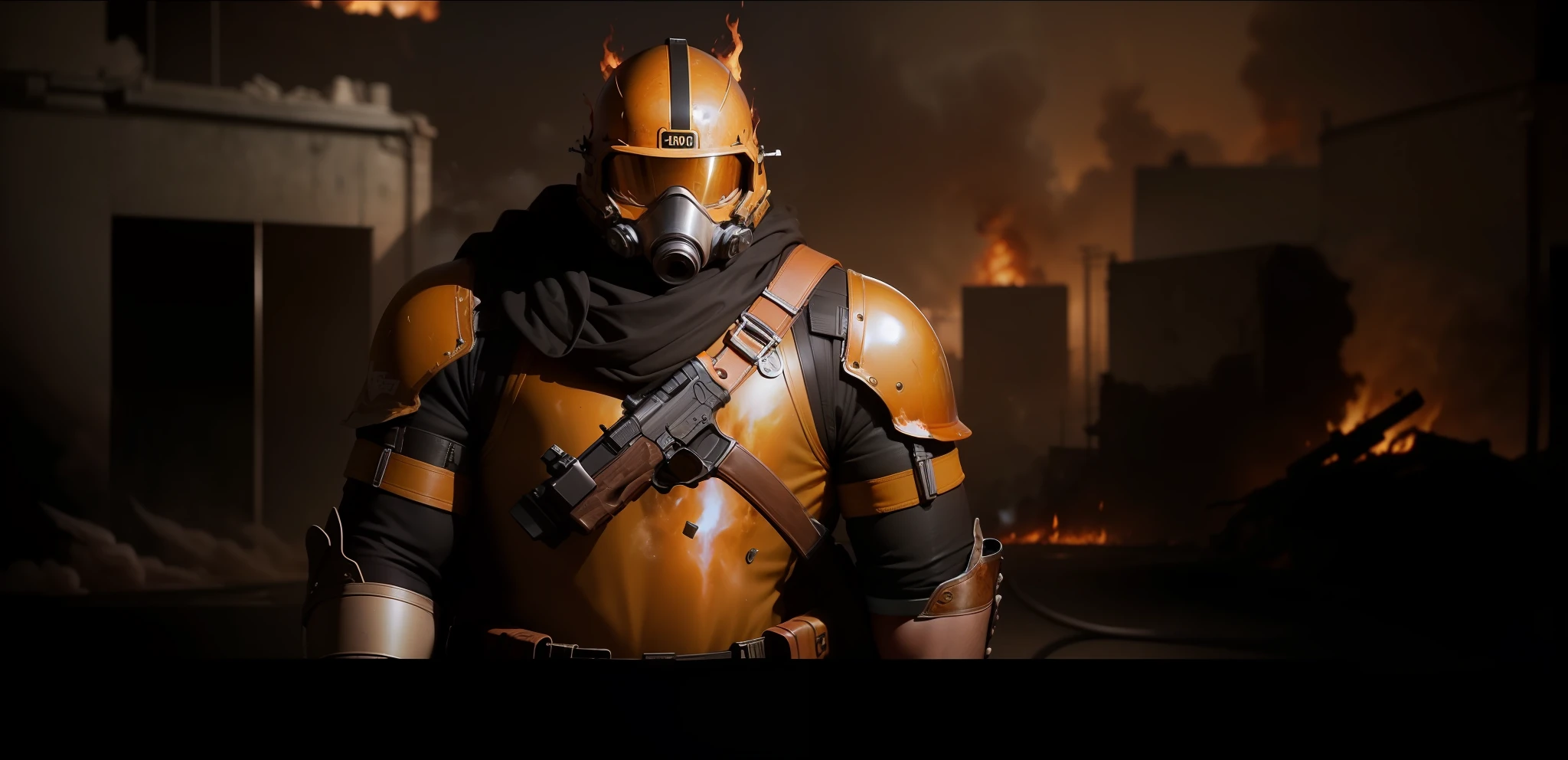 100000k ultra Hd. Best quality. Explosion 💣💥 in the background. There is fire 🔥 and smoke everywhere. With Gun or pistol in hand arm