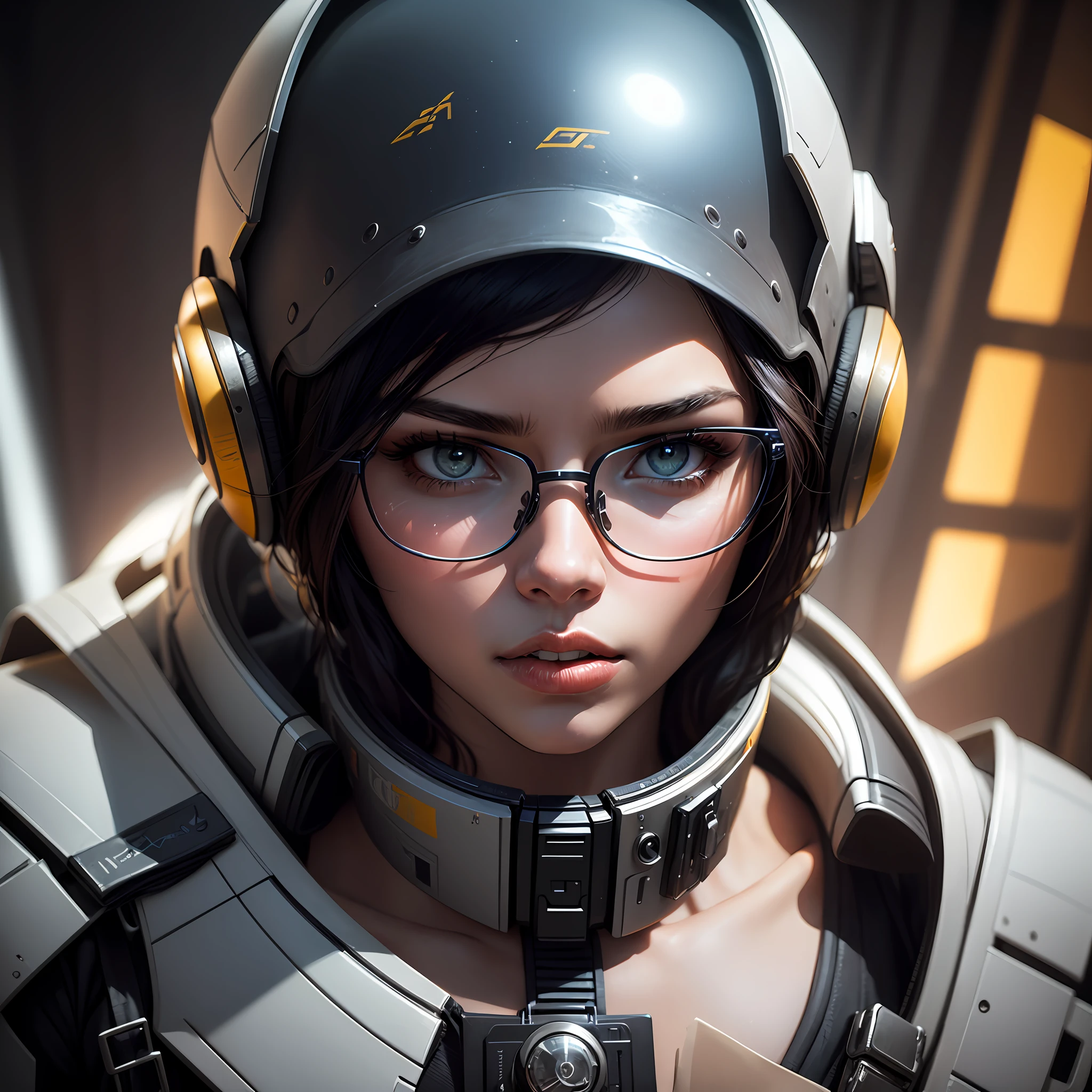 The woman Adriana Lima model secret victory,robotica com traje de astronauta, sujo, intrincado, Science Fiction Glasses, altamente detalhado, Pintura digital, Artstation, arte conceitual, Foco suave, Of course, epic realistic, 8 mil, (detalhes intrincados, hiperdetalhados: 1.2), Artstation, Cinematographic photo, vinheta, (HDR:1.4), cores neutras, noite, screen space refractions --auto