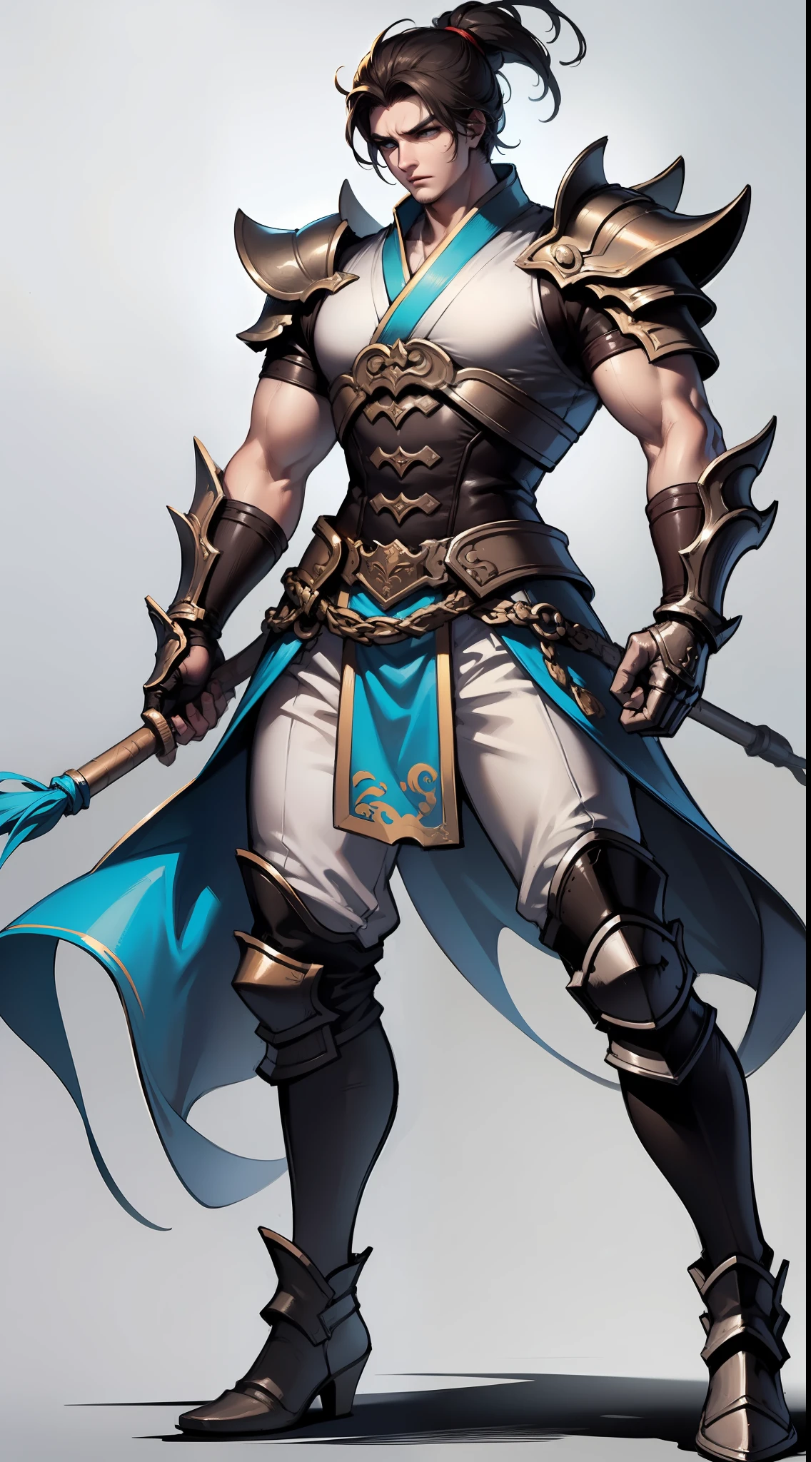 1 handsome man、Determined eyes、Strong body、Strong muscles、Fierce gaze,full - body,white background,Xianxia,Hanfu,Armor,high detaild,sketch,Denoising,Cinematic grade,white background,Ultra-high resolution,best shadow,Sharp focus,The Masterpiece,(Very detailed CG unified 8K wallpaper)