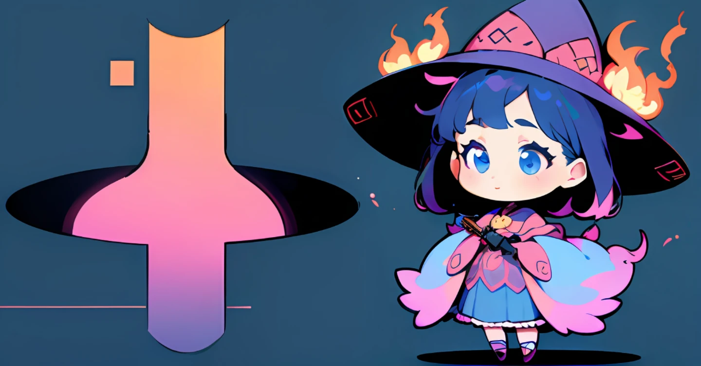 ((Masterpiece)),(((Best quality))),(character design sheet,Same character full body,front facing,Lateral face,back facing),Extremely detailed, high - resolution:1.4, 1girls, Chibi T-Shi:2, little witch girl, Holding a Flame Staff, kawaii:1.4, Whimsical, Glow, glowing, Fun, arcane, monster, small, girl(simplebackground,white Background:1.3)