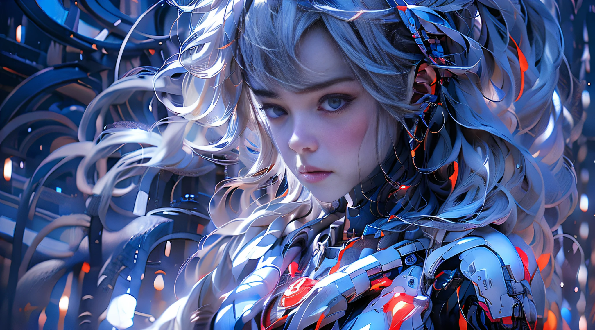 （（（The Masterpiece）））， （（best qulity））， （super-detail）， （Lifelike， photo realistic：1.4）， （Very detailed CG Unity 8k wallpaper），（CG illustration）， （Very evil and beautiful））， Cinematic Light， （（1 mechanical girl））， single， （Mechanical art： 1.4）， （（machanical limbs））， （blood vessel connected to tube）， （（The mechanical spine is attached to the back））， （（The mechanical cervical vertebrae are attached to the neck），Lying on the Ground， （back to the viewers））， Expressionlessly， （Wires and cables attached to the head and body： 1.5）， Science-Fiction， The end of time，