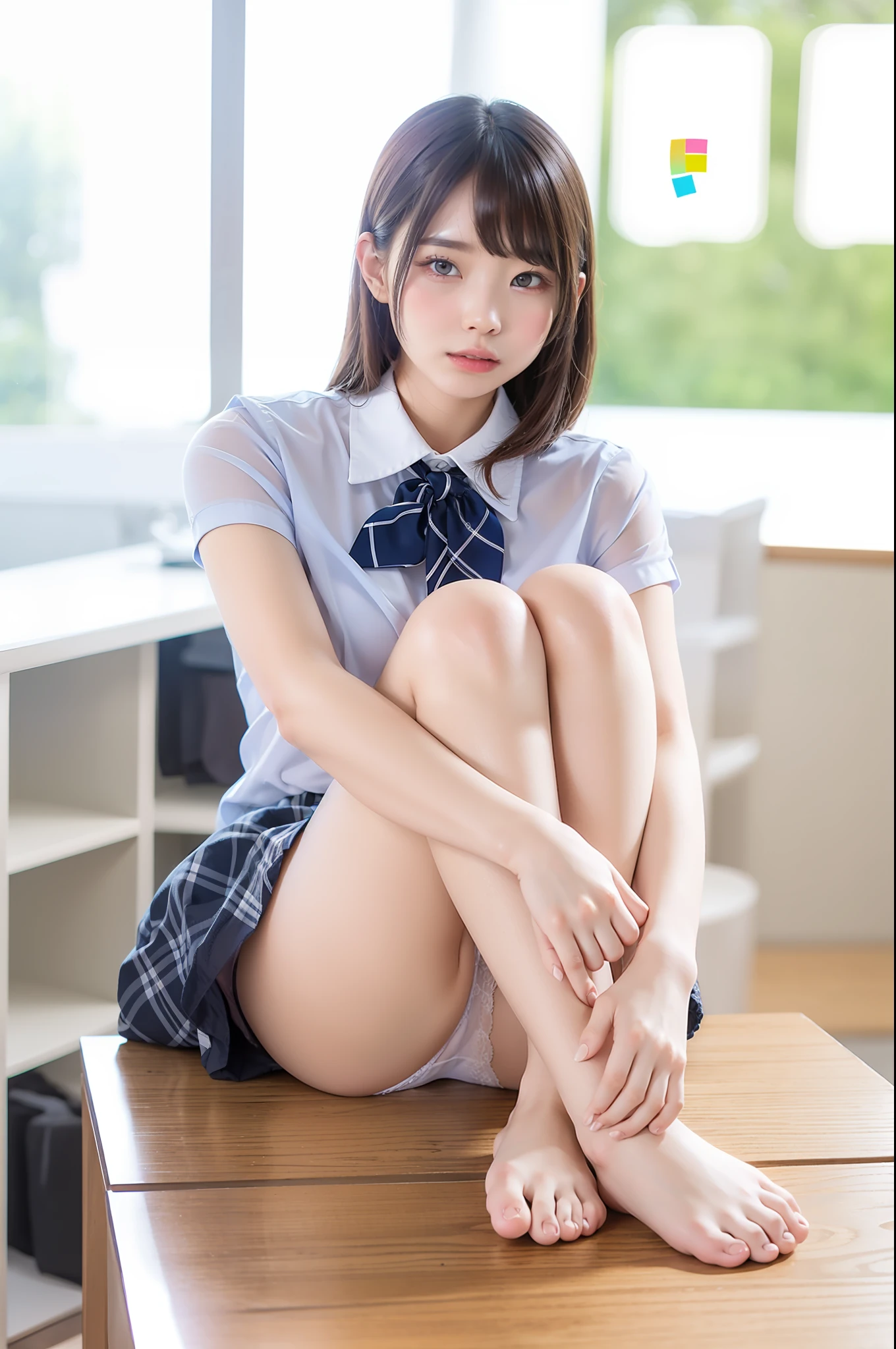 Underwear is sheer white lace fabric