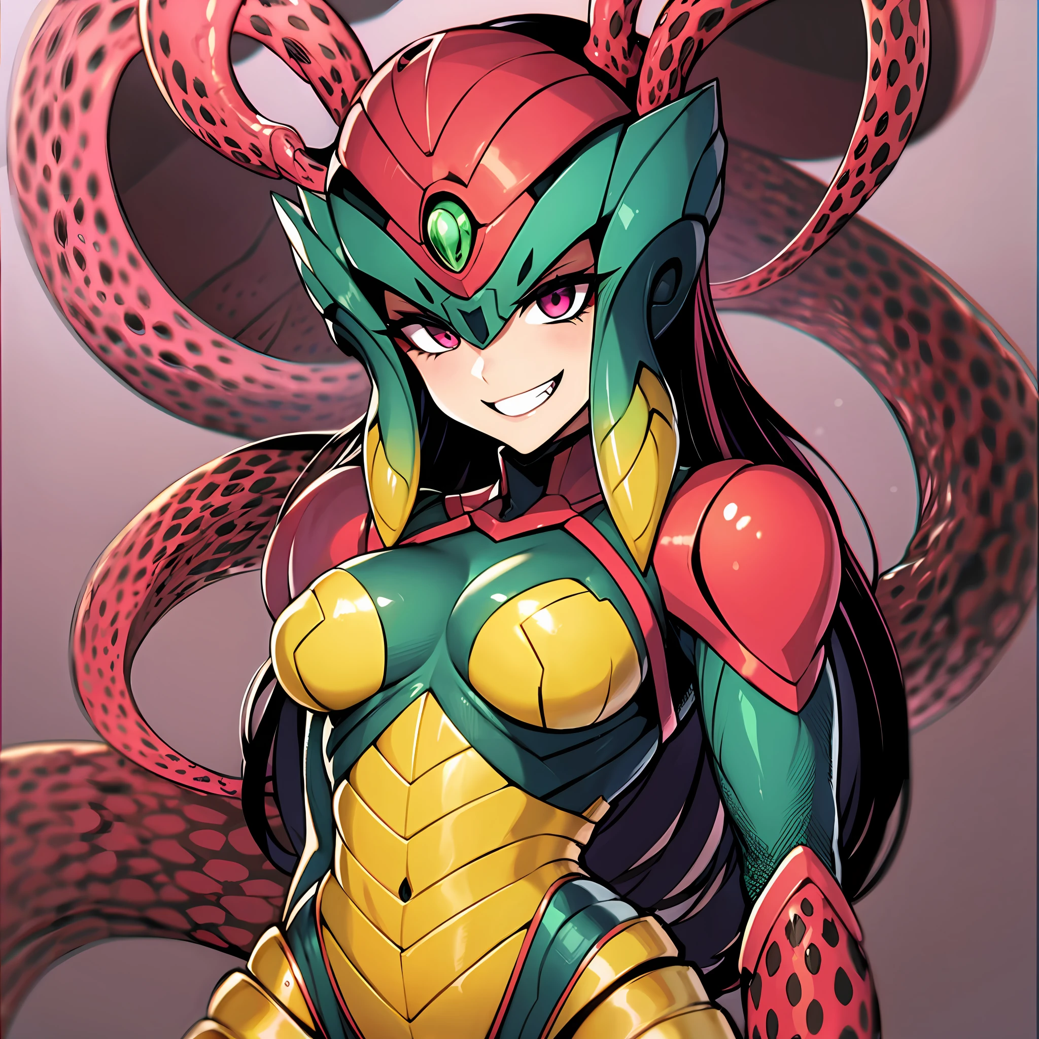 Woman wearing hot water dripping tentacles、Guyver Style、wicked smile、Tentacles、Tecateca、Scarabeleploid、Cel Shade Adult Animation、Metroid Suit、長髪