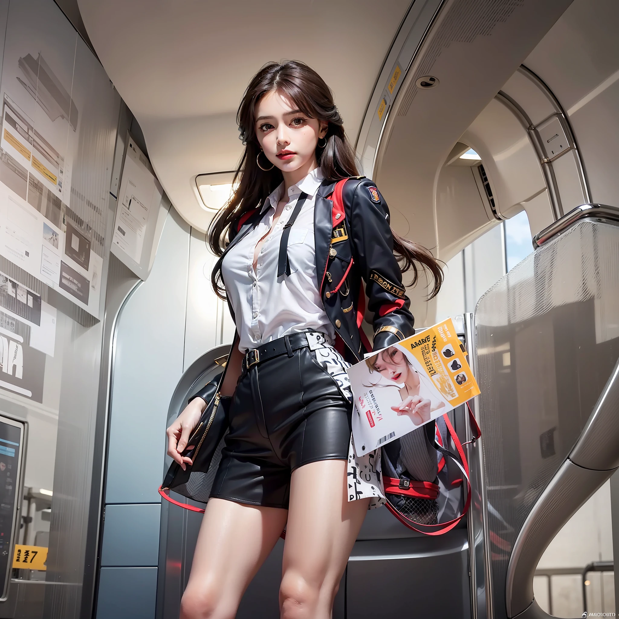 Certainly! Here's another prompt based on your request:
"Step into the glamorous world of aviation and follow the adventures of Mia, a beautiful and charismatic air hostess with an impeccable sense of style. Her uniform consists of stunning shorts that perfectly complement her elegant top. As Mia takes to the skies, weave a tale of her encounters with diverse passengers, the challenges she faces in ensuring their comfort, and the unexpected twists and turns that occur during her flights. Explore the blend of professionalism, grace, and excitement that defines Mia's life as an air hostess and the impact she has on the passengers she serves."
