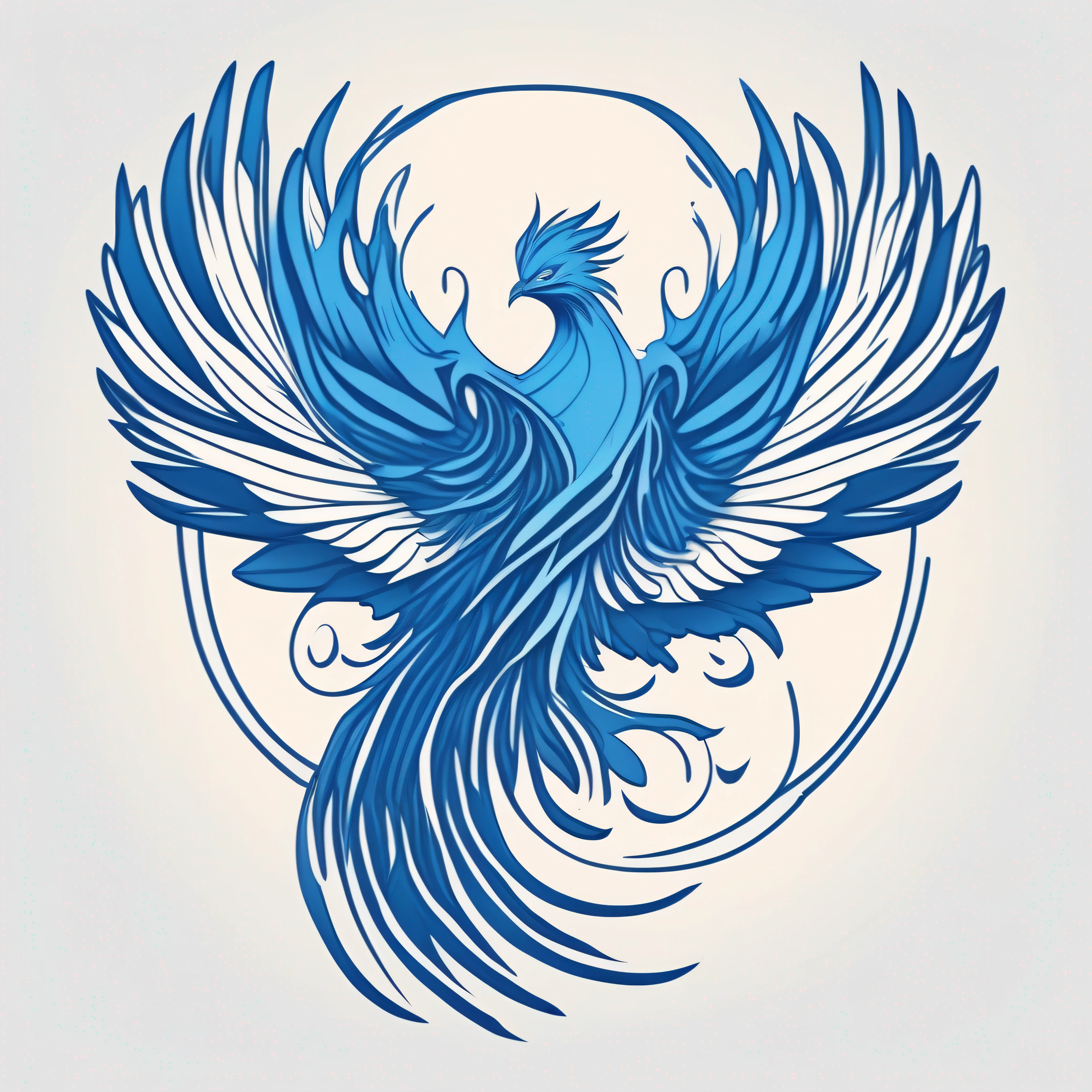 logo, vector, logo design, vector, simple, flat, icon, minimalism, well-defined lines and contours, centralized, a fantastic animal Blue Phoenix, atistas James Jean.
