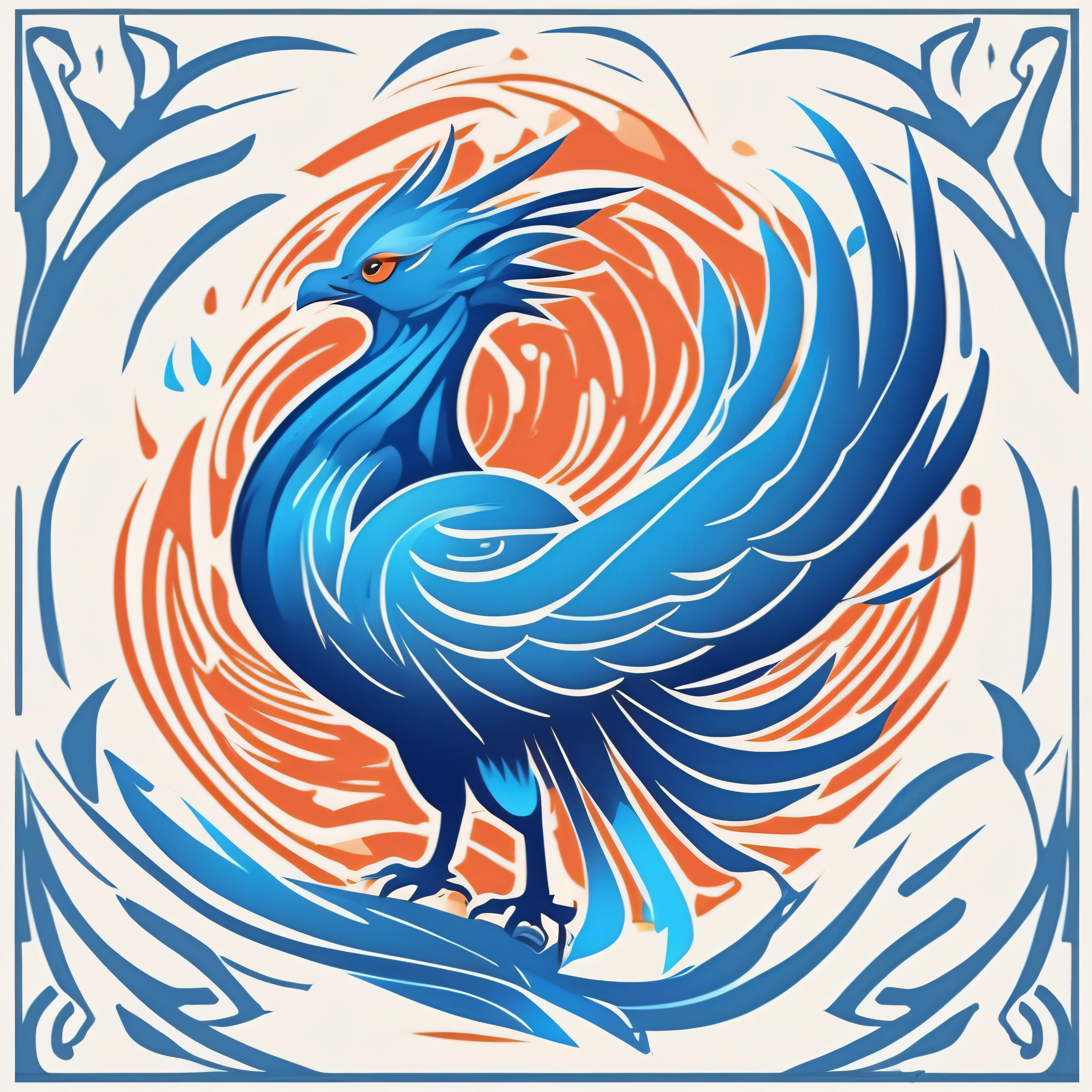 logo, vector, logo design, vector, simple, flat, icon, minimalism, well-defined lines and contours, centralized, a fantastic animal Blue Phoenix, atistas James Jean.