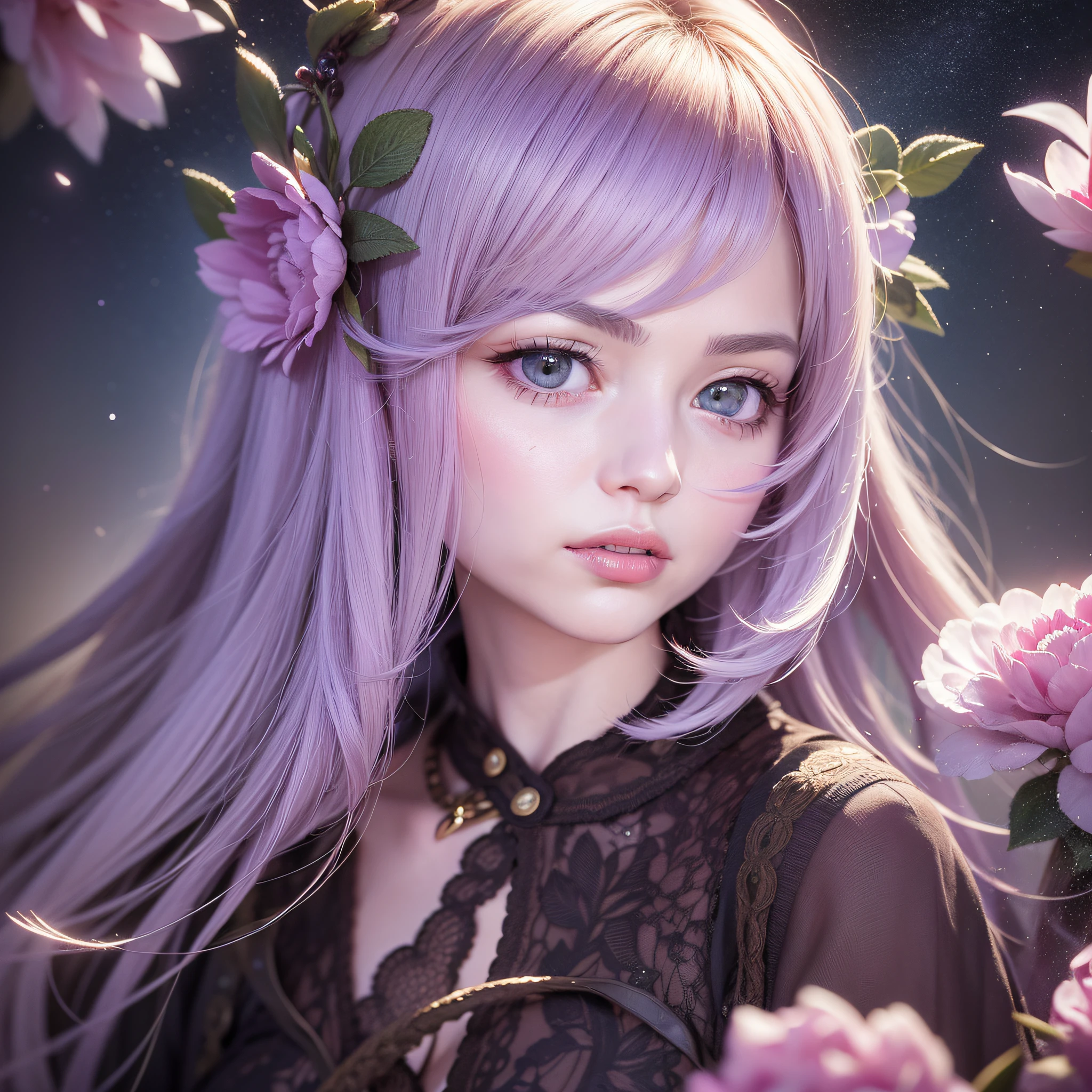 Starry sky,moon,clouds,maiden looking up at the starry sky,long hair,field,(((blue-purple lot))),((peony flowers a lot)),((vine)),((leaf)),((complex picture)),(detailed depiction))),(delicate face))),brilliant colors,(((ultra-fine hair drawing)))),(hair high definition)),(((ultra-fine))),anime style,chiaroscuro,depth of field,backlight,full body image,motion video,stereoscopic perspective,masterpiece,(( Super Detail)),High Detail,High Quality,4K,Best Quality,High Resolution,((Ink Style)),