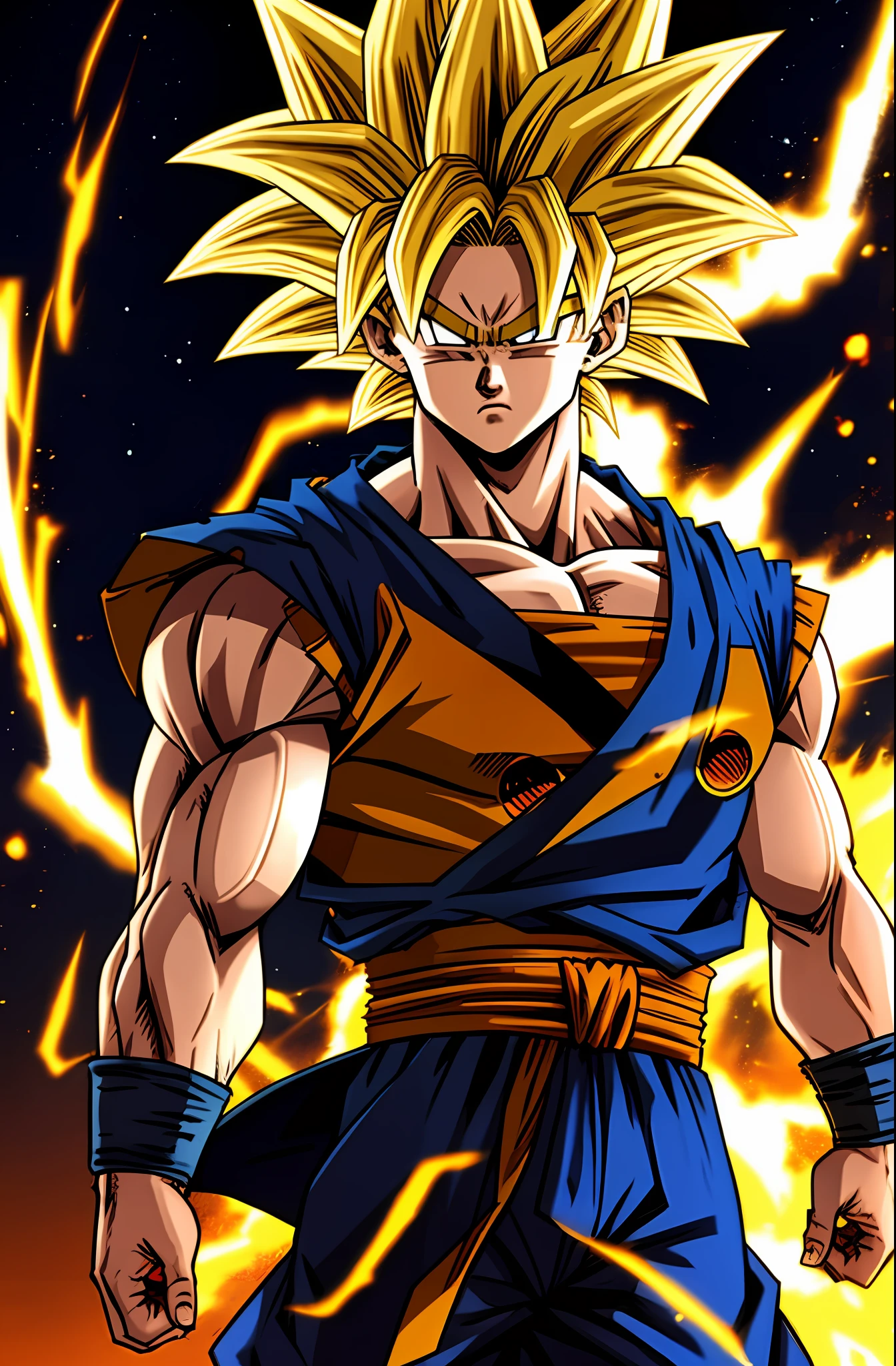 (masterpiece, best quality, ultra-detailed, best shadow), high contrast, hyper detail,intricate details, (Son Goku from Dragon Ball)