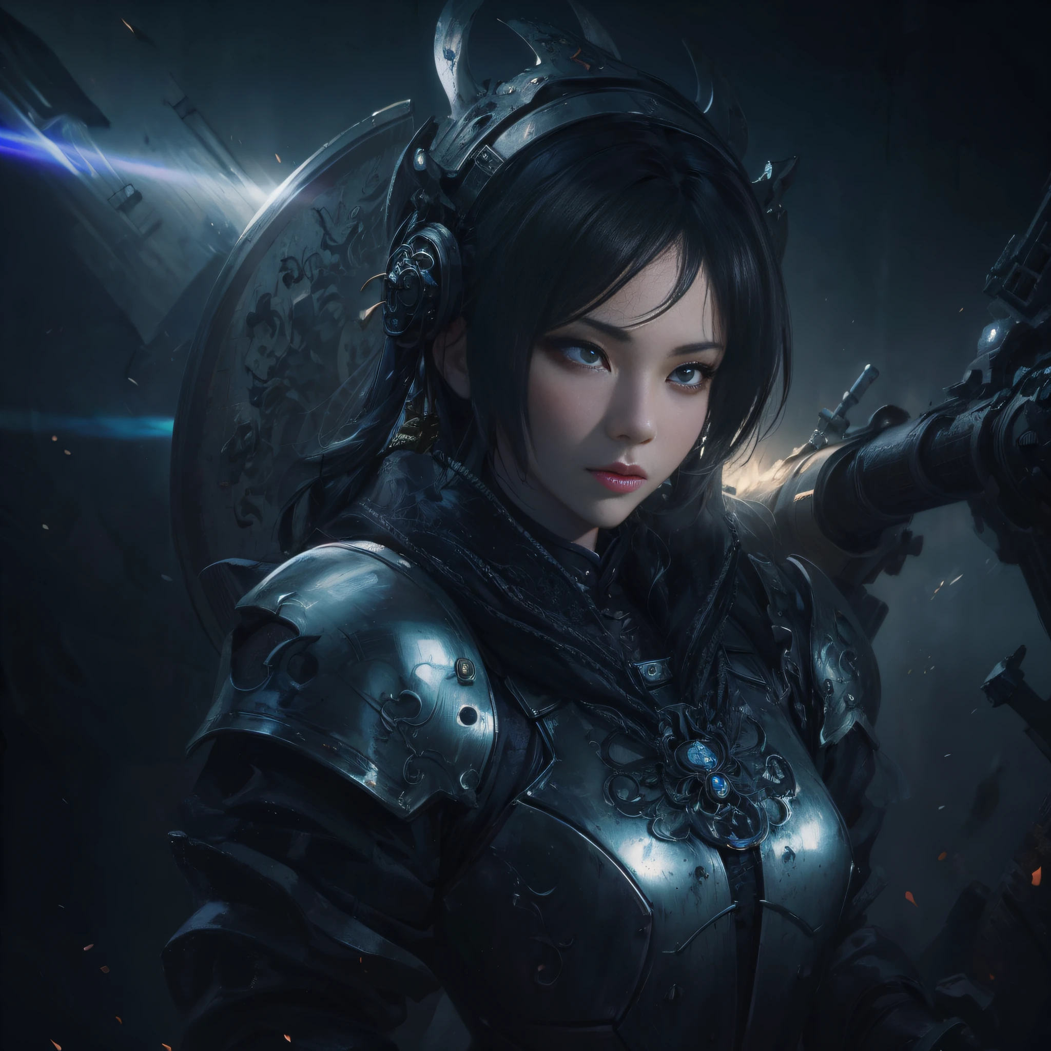 there is a woman in armor holding a sword and a shield, Chengwei Pan sur ArtStation, CGuslion et Fenghua Zhong, G Style artistique liulien, inspired by Leng Mei, inspired by Fenghua Zhong, par Yang J, Fanart Meilleure ArtStation, wojtek fus, cinematic. par leng jun, Feng Zhu Concept Art