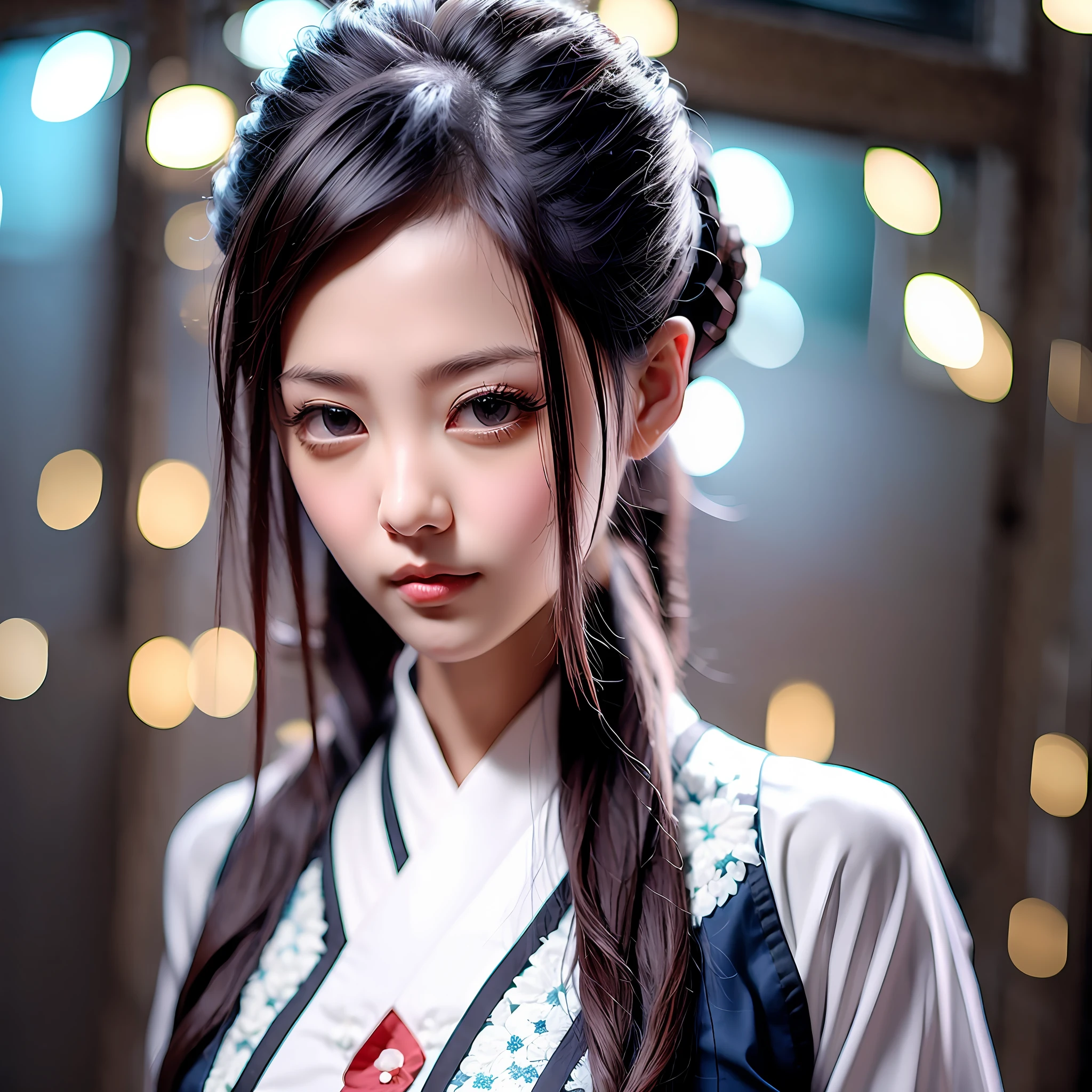 (1 Cute Korean Actress)Realistic pictures of shoulder-length hair、extremely beautiful、F Cup Breast Size、See-through clothing、Wipe sweat、Tree、spring、Sideways Look、Clear facial features、high - resolution、Sharp, realistic details、reflected light、optical illusion、UHD、The Masterpiece、best qualiy、high - resolution、16k、 --auto