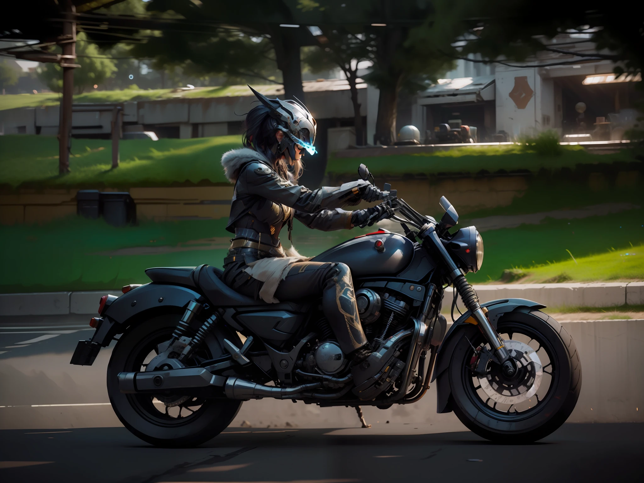 best qulity,Lifelike,Lifelike,award winning illustration,(Complex details:1.2),((Black helmet full helmet))(fined detail),(Complex details),(Cinematic Lights,Best quality backlight),Ligne Clair,Clear focus,officlal art,Unity 8k wallpaper,absurdities,Incredibly ridiculous,hugefilesize,(Neon Sign),Fantasy art,RTX,((Triangle close-up photos were taken by an award-winning studio))generated,headpiece,Neon Sign,Beautiful glow,The cyberpunk,Science-Fiction,mechamusume,,1girls\(mechamusume\),
