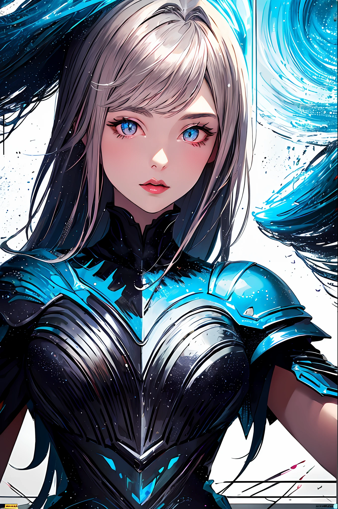(masterpiece, top quality, best quality, official art, beautiful and aesthetic:1.2), cateyes,1girl, solo, armour, magic, light particles, upper body, extreme detailed, highest detailed, optical mixing, playful patterns, lively texture, unique visual effect