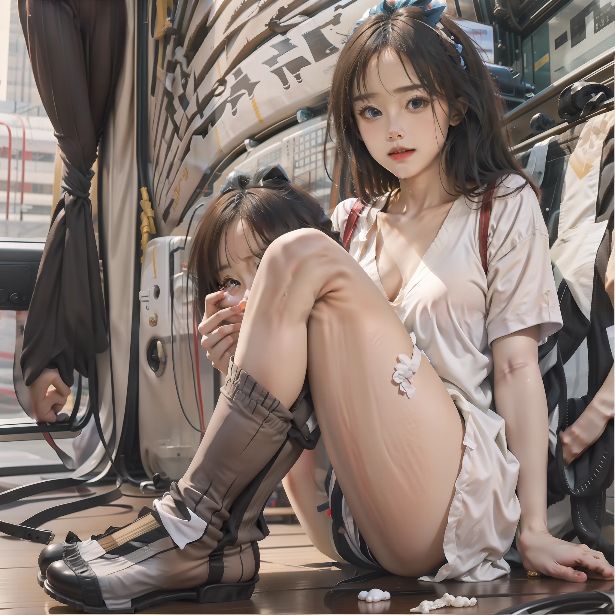 Workplace royal sister,Beautiful posture,White-legged stockings,High-heeledshoes。The ultra-Realistically,lifelike。film